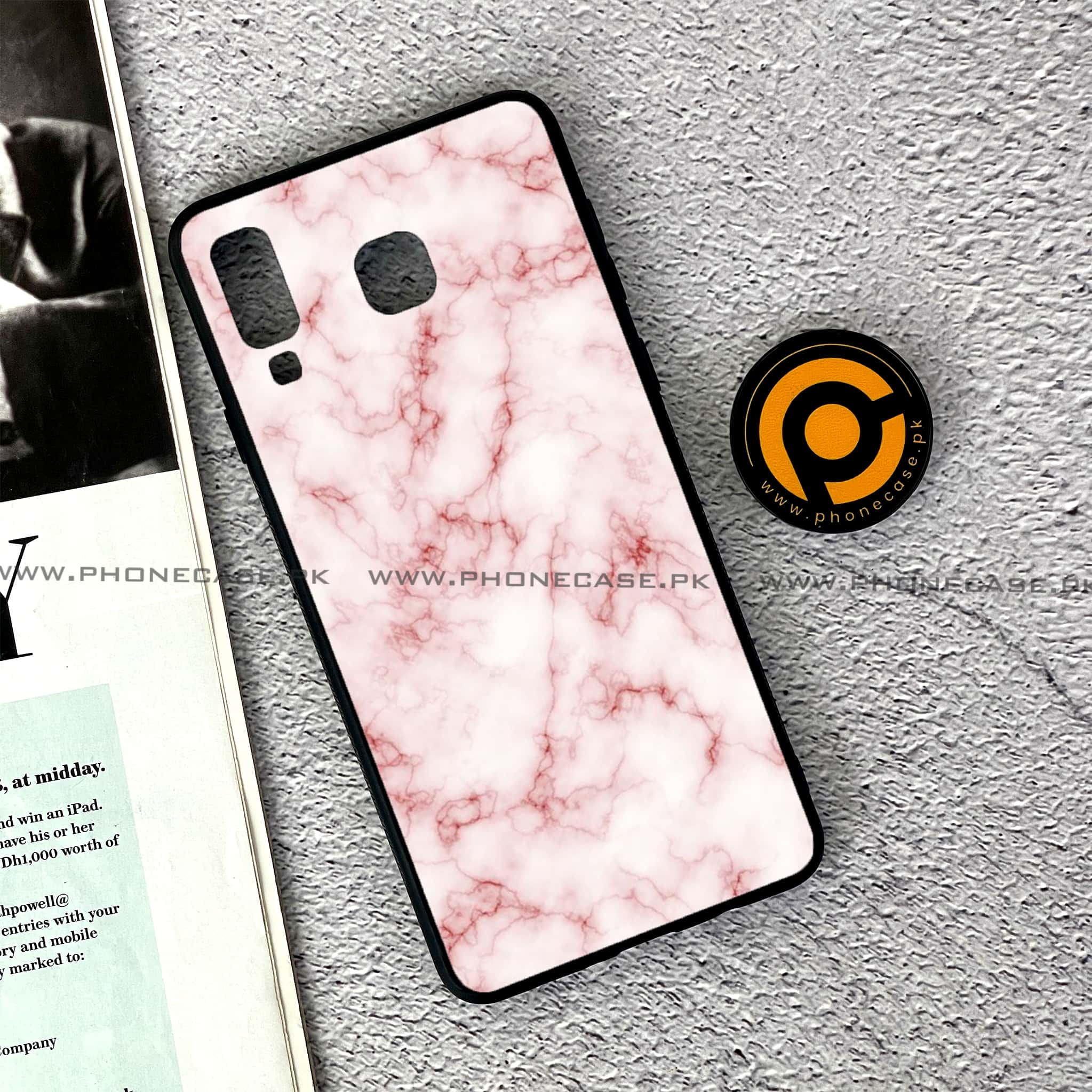 Samsung Galaxy A8 Star(A9 Star) - Pink Marble Series - Premium Printed Glass soft Bumper shock Proof Case