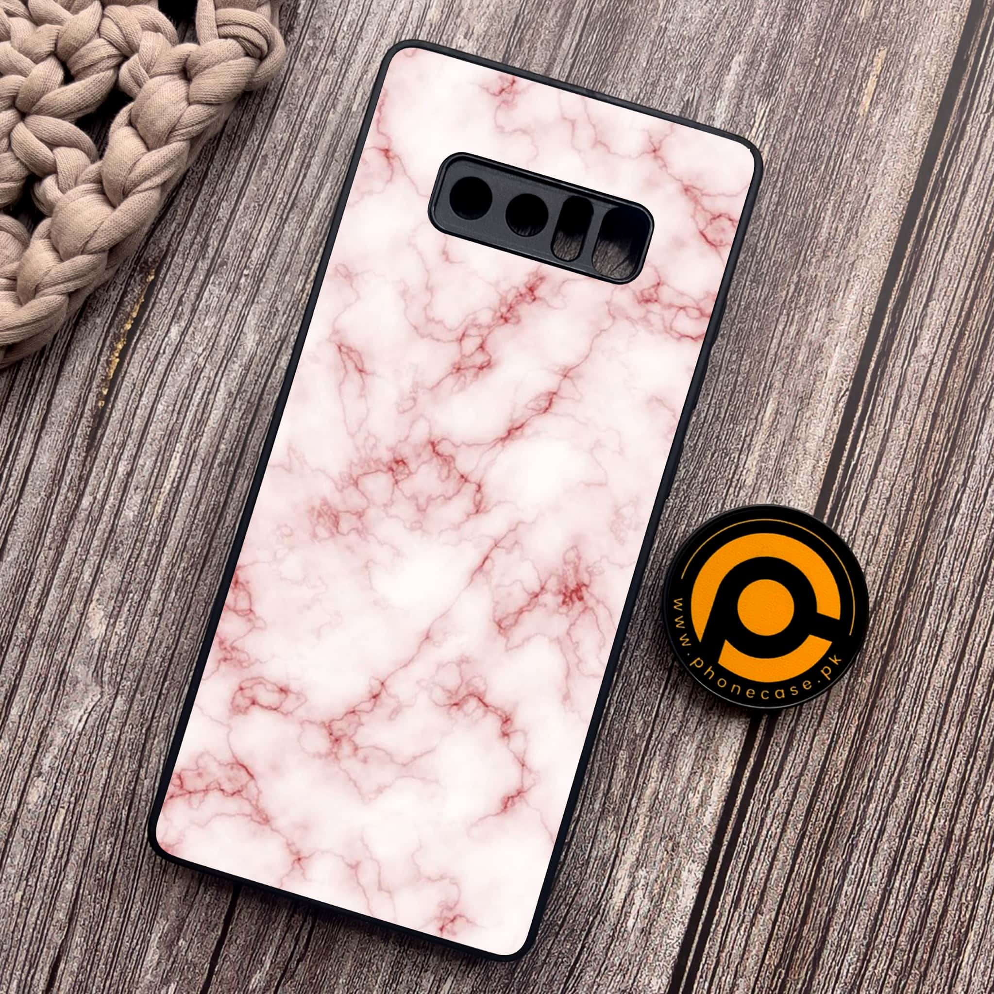 Samsung Galaxy Note 8 - Pink Marble Series - Premium Metal Printed soft Bumper shock Proof Case