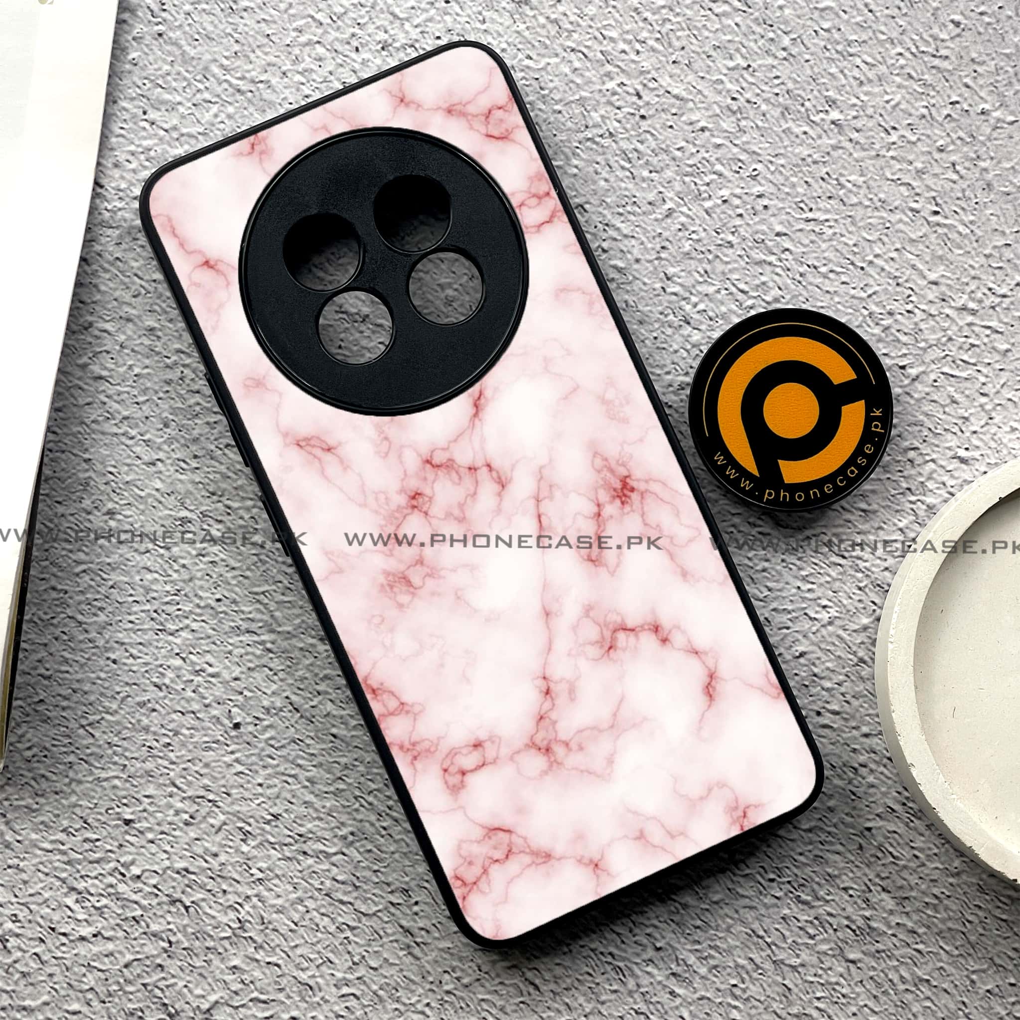 Realme 13 Pro Plus - Pink Marble Series - Premium Printed Glass soft Bumper shock Proof Case