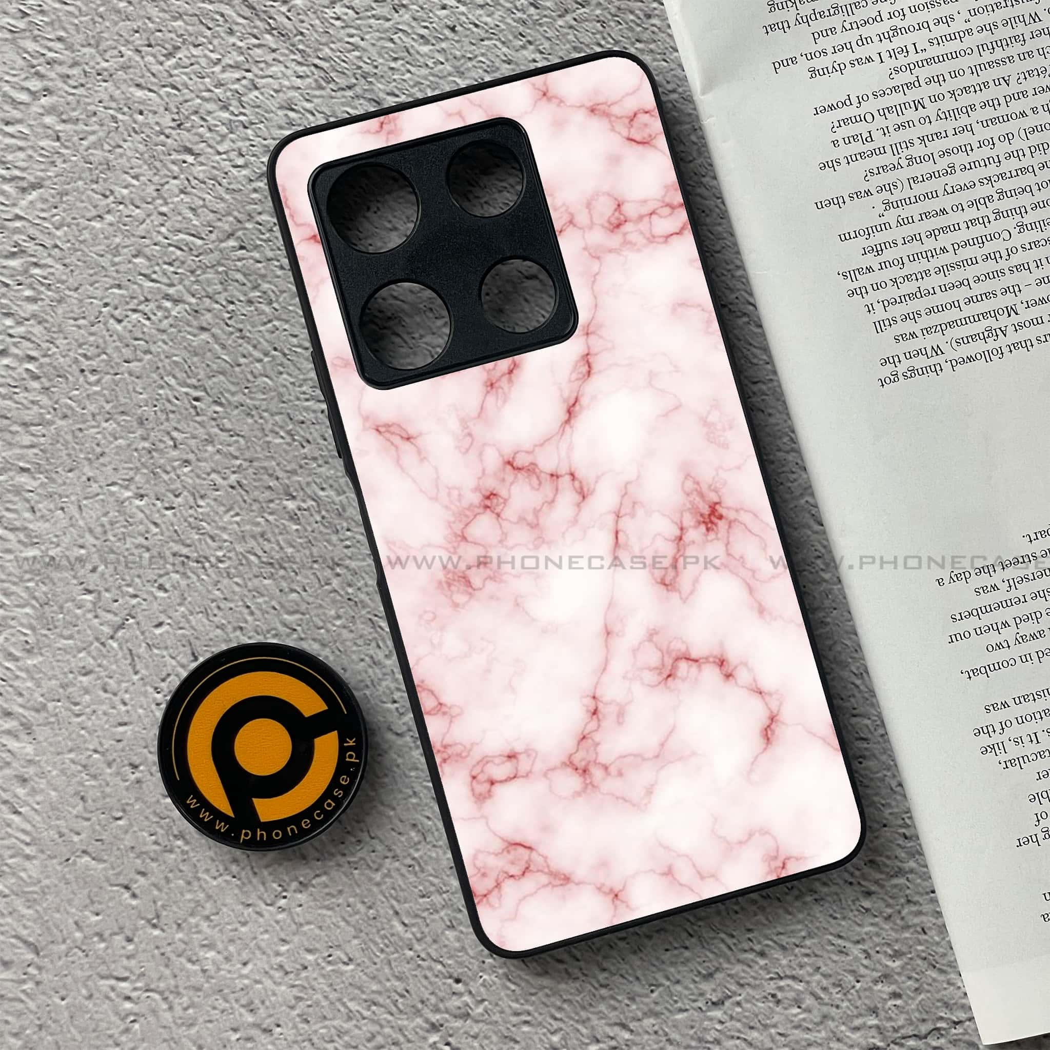 Infinix Note 30 Pro - Pink Marble Series - Premium Metal Printed soft Bumper shock Proof Case