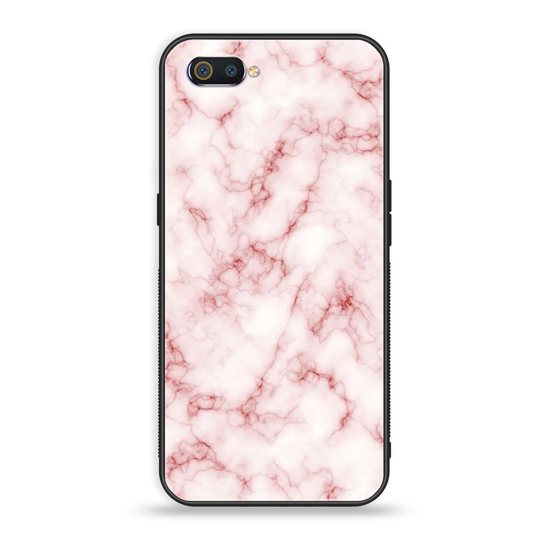 Oppo Realme C2 - Pink Marble Series - Premium Printed Glass soft Bumper shock Proof Case