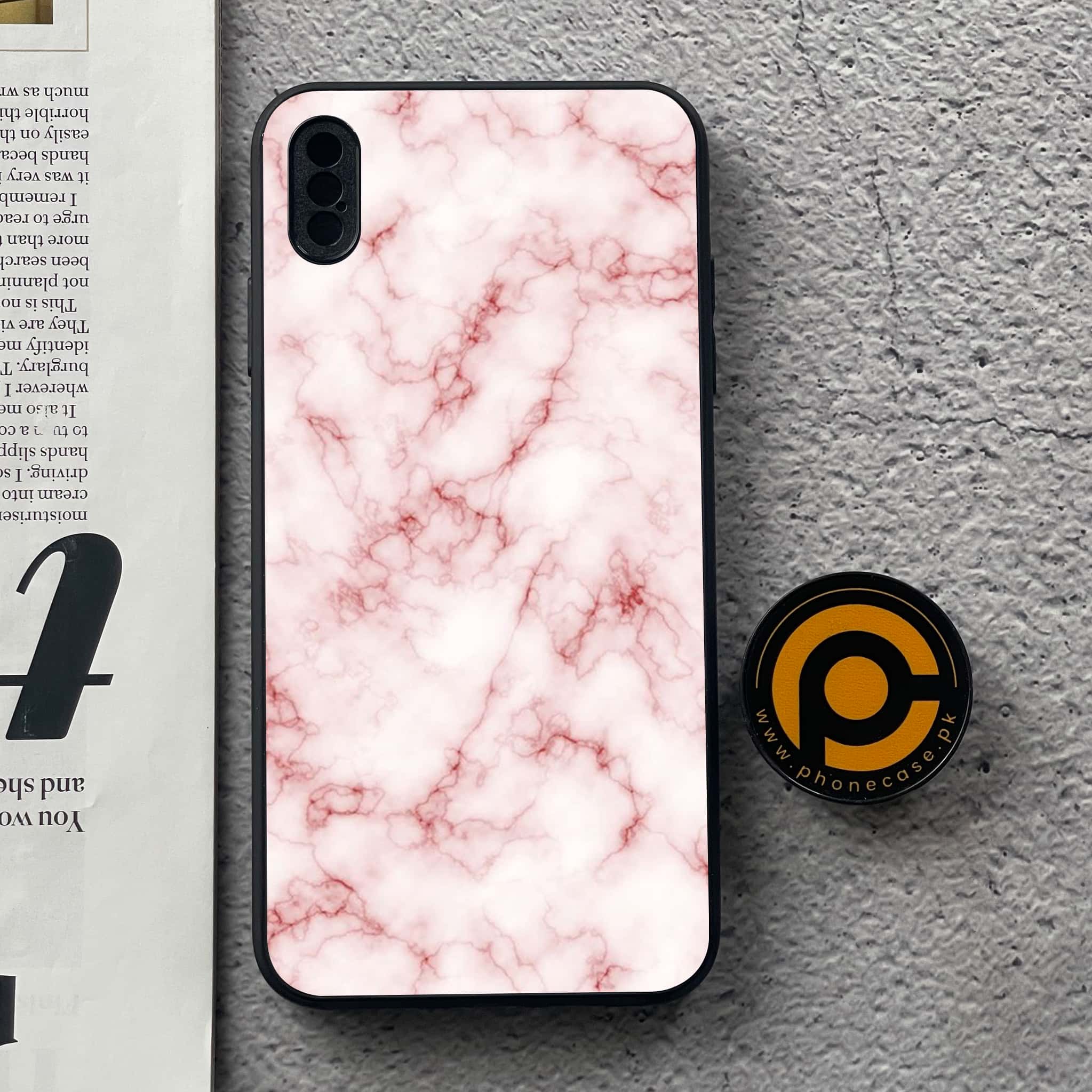 iPhone Xs Max - Pink Marble Series - Premium Metal Printed soft Bumper shock Proof Case