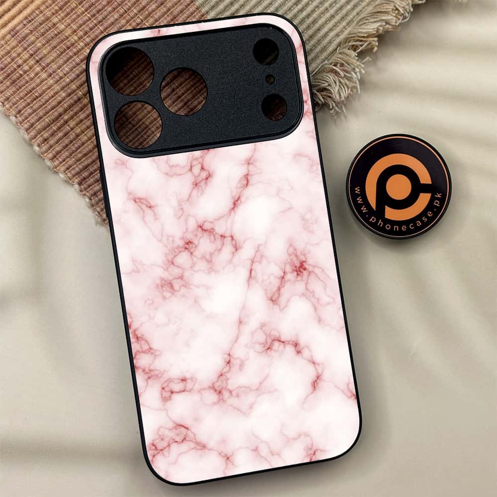iPhone 17 Pro Max - Pink Marble Series - Premium Metal Printed soft Bumper shock Proof Case