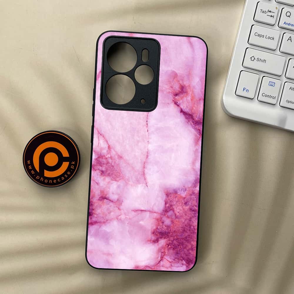 Realme 14T 5G - Pink Marble Series - Premium Metal Printed soft Bumper Shock Proof Case