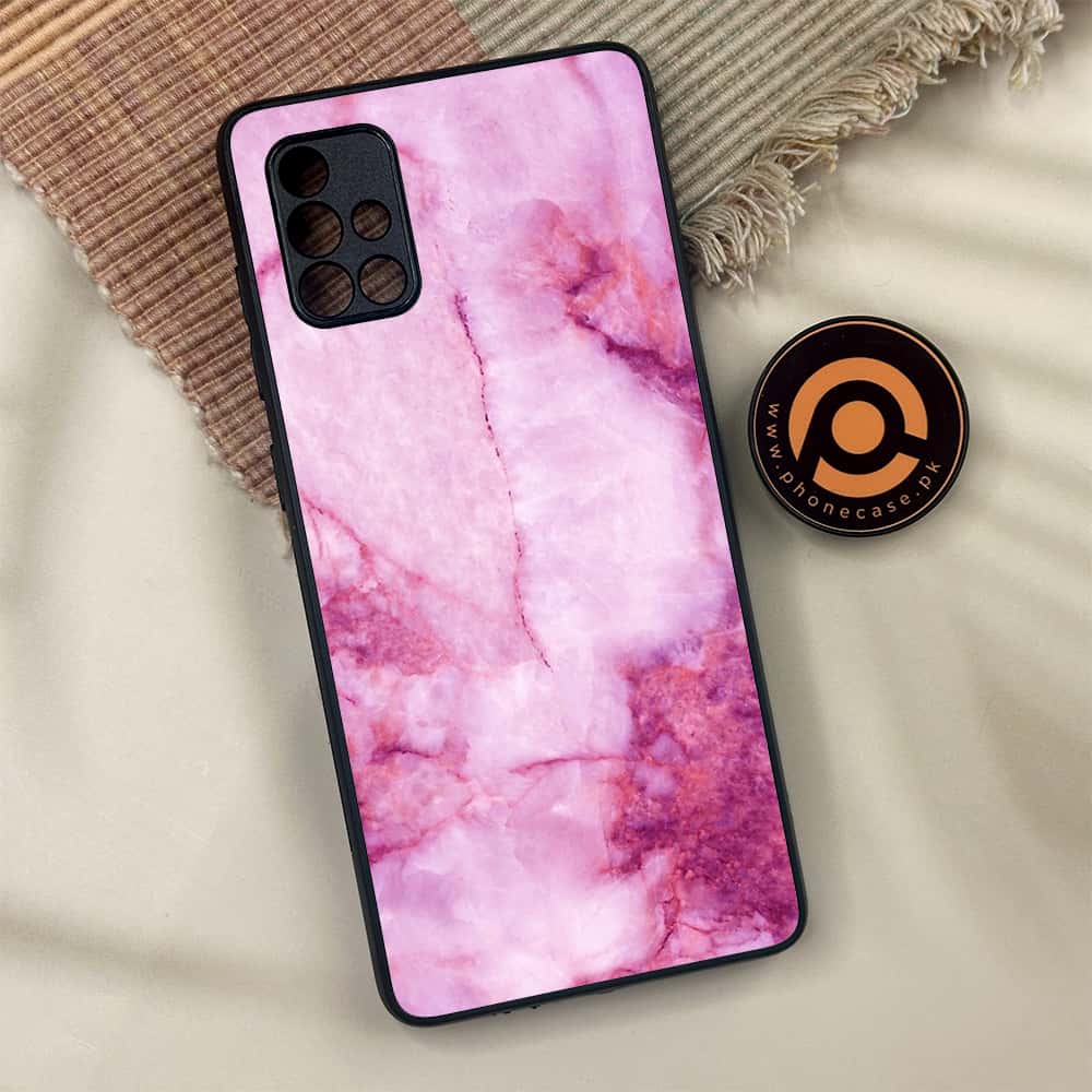 Samsung Galaxy A71 - Pink Marble Series - Premium Metal Printed soft Bumper shock Proof Case