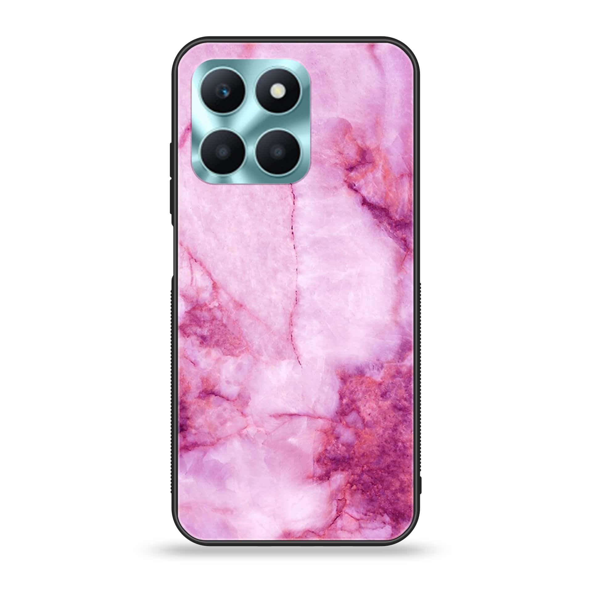 Honor X6a - Pink Marble Series - Premium Printed Glass soft Bumper shock Proof Case