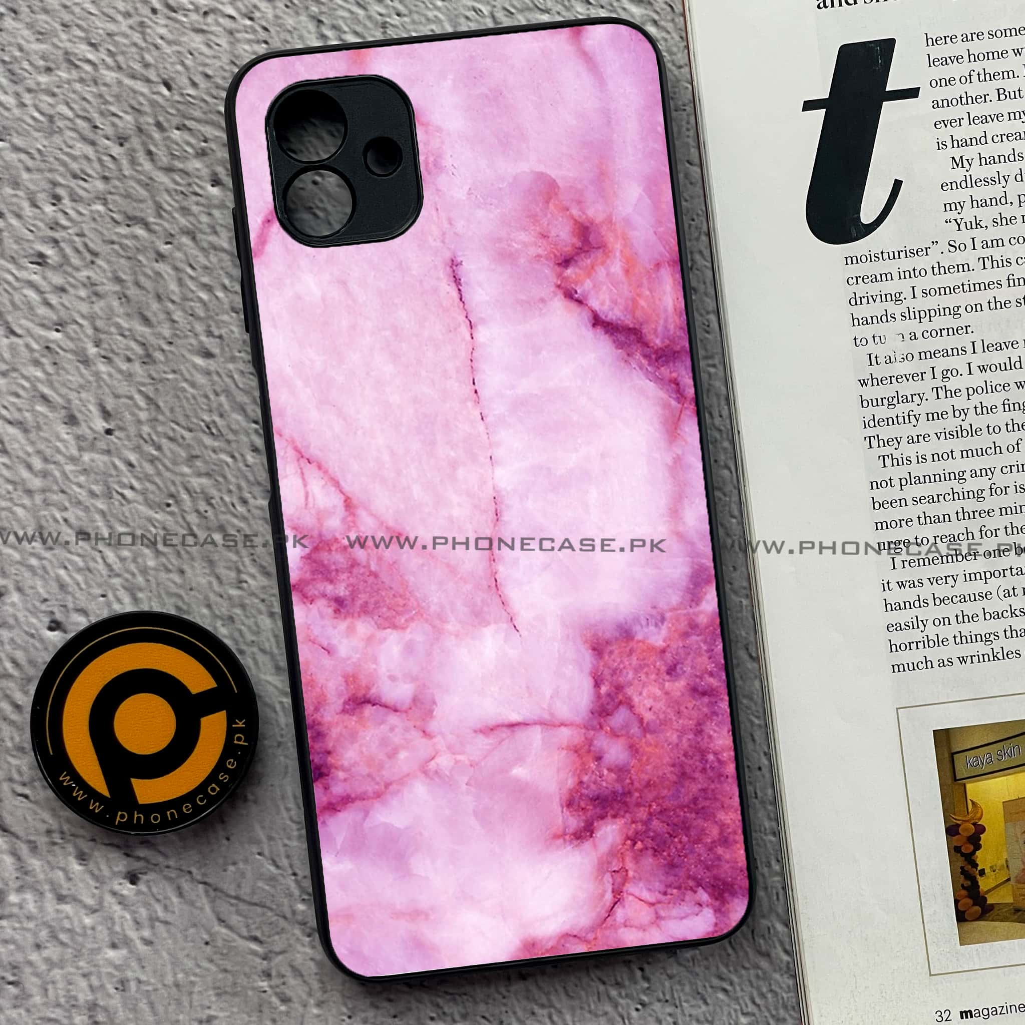 Samsung Galaxy A04 - Pink Marble Series - Premium Printed Glass soft Bumper shock Proof Case