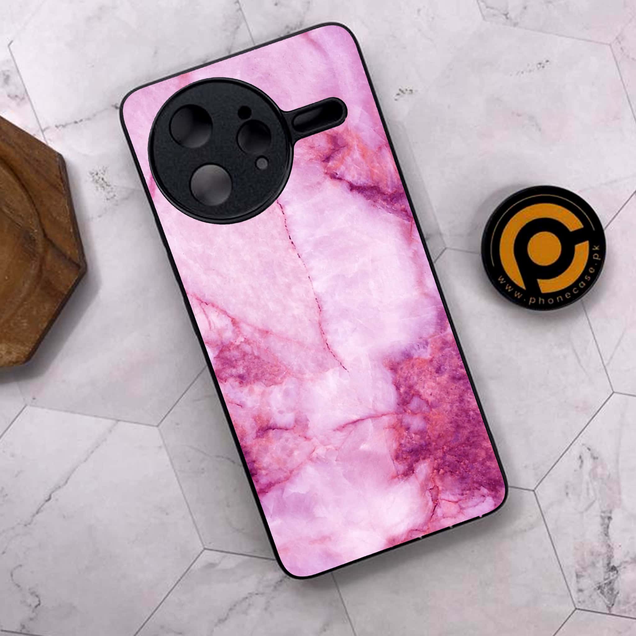 Xiaomi Poco F7 Ultra 5G - Pink Marble Series - Premium Metal Printed soft Bumper shock Proof Case