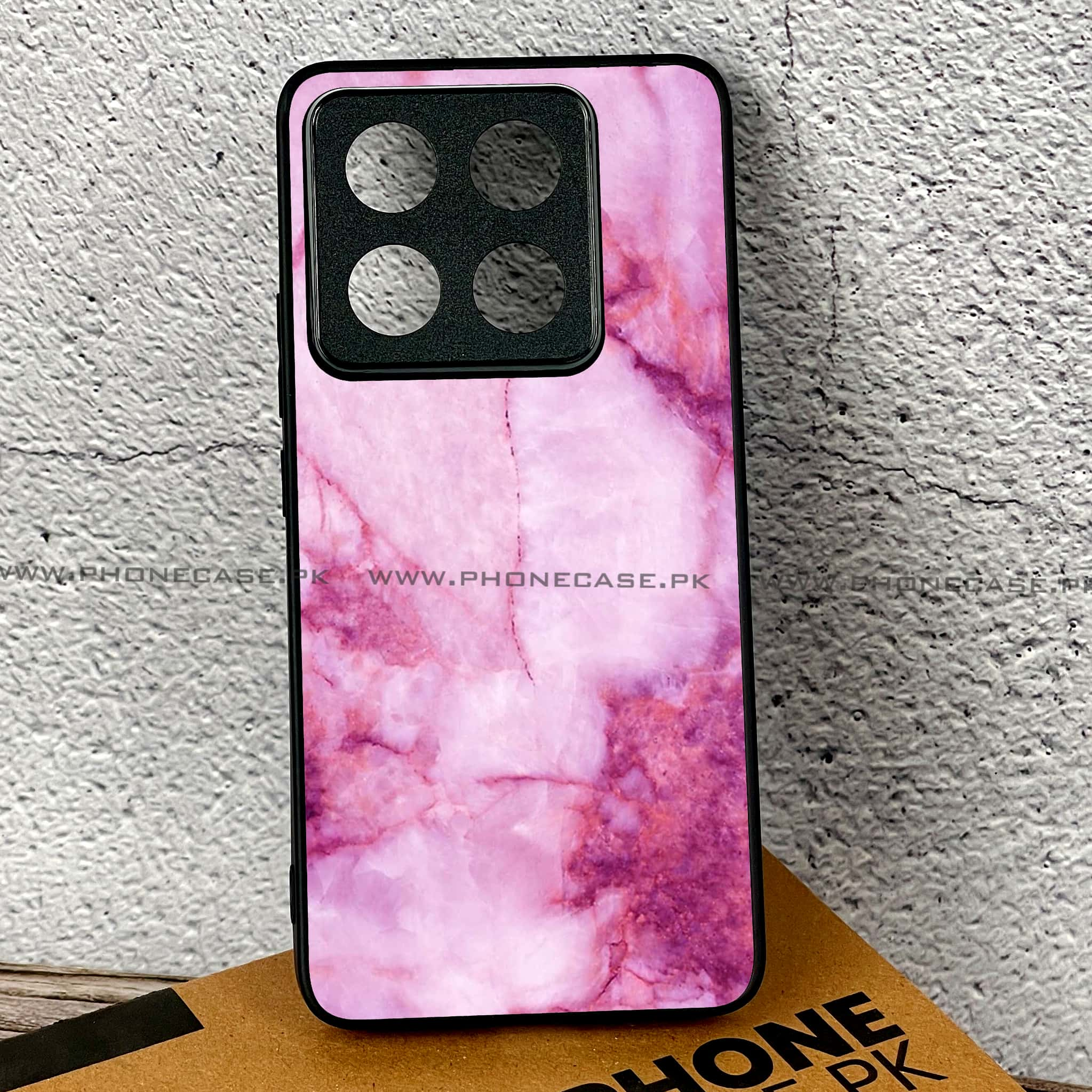 Xiaomi 14T Pro - Pink Marble Series - Premium Printed Glass soft Bumper shock Proof Case