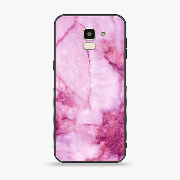 Samsung Galaxy J6 (2018) - Pink Marble Design 5 - Premium Printed Glass soft Bumper shock Proof Case CS-7498