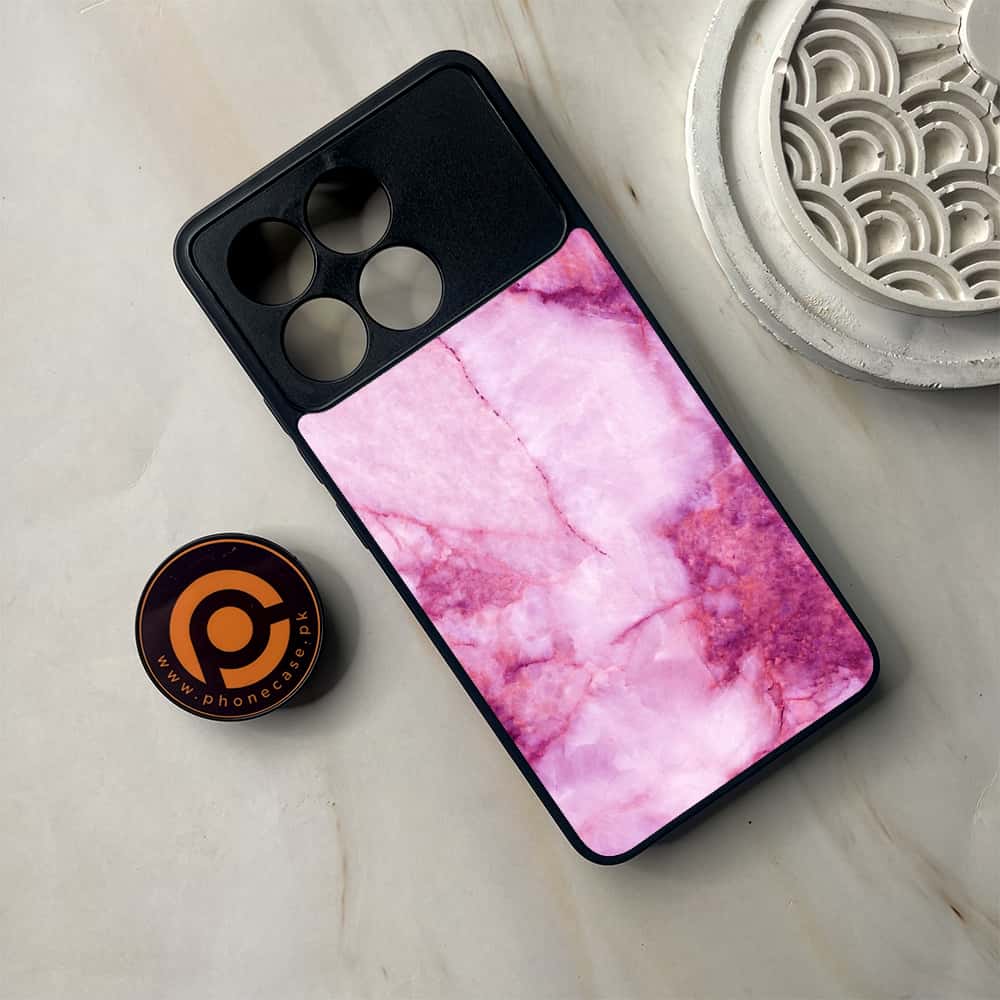 Xiaomi Poco F6 Pro - Pink Marble Series - Premium Metal Printed soft Bumper shock Proof Case