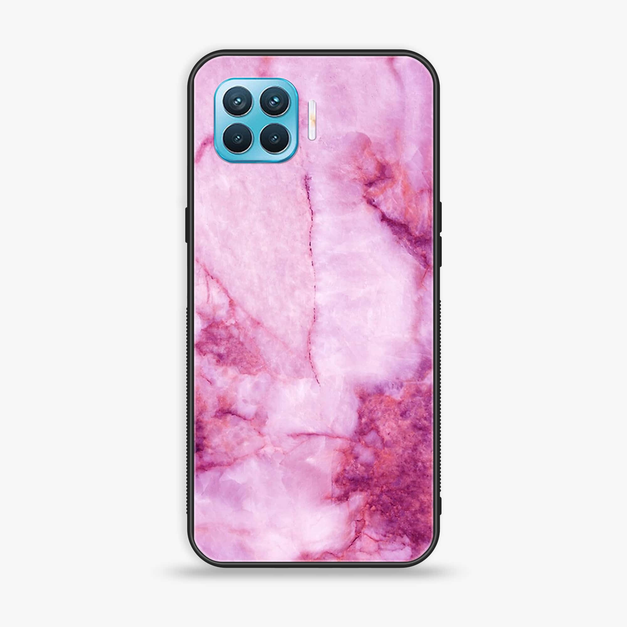 Oppo F17 Pro - Pink Marble Series - Premium Printed Glass soft Bumper shock Proof Case