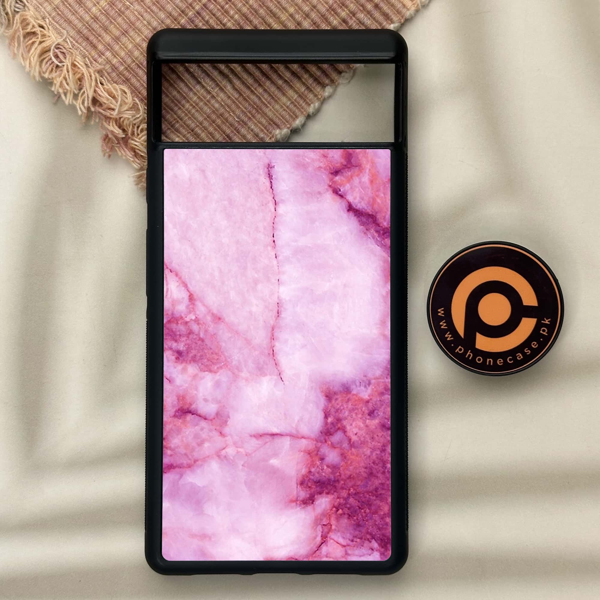Google Pixel 6 - Pink Marble Series - Premium Metal Printed soft Bumper Shock Proof Case