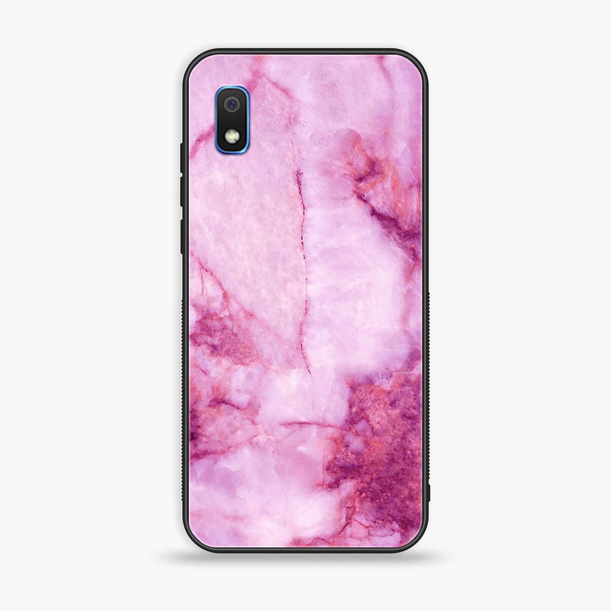 Samsung Galaxy A10 - Pink Marble Series - Premium Printed Glass soft Bumper shock Proof Case