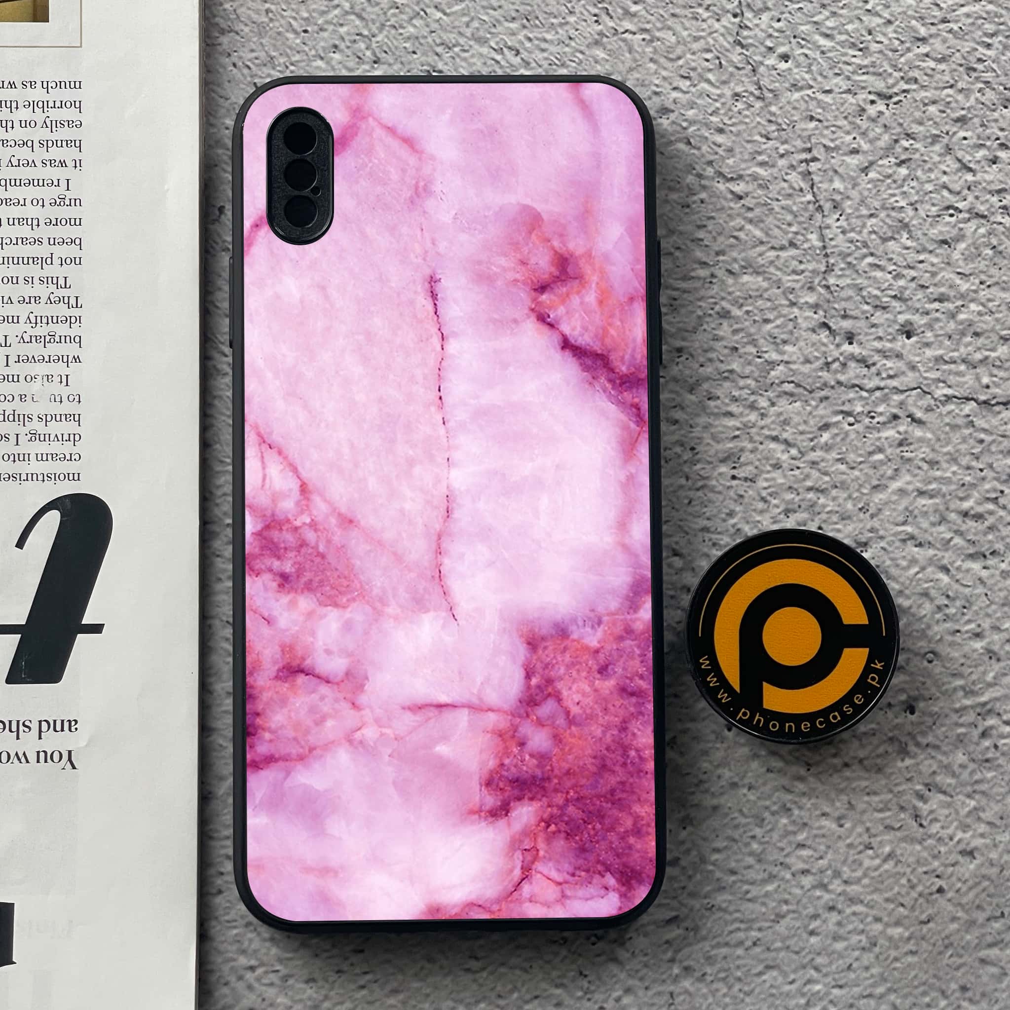 iPhone Xs Max - Pink Marble Series - Premium Metal Printed soft Bumper shock Proof Case