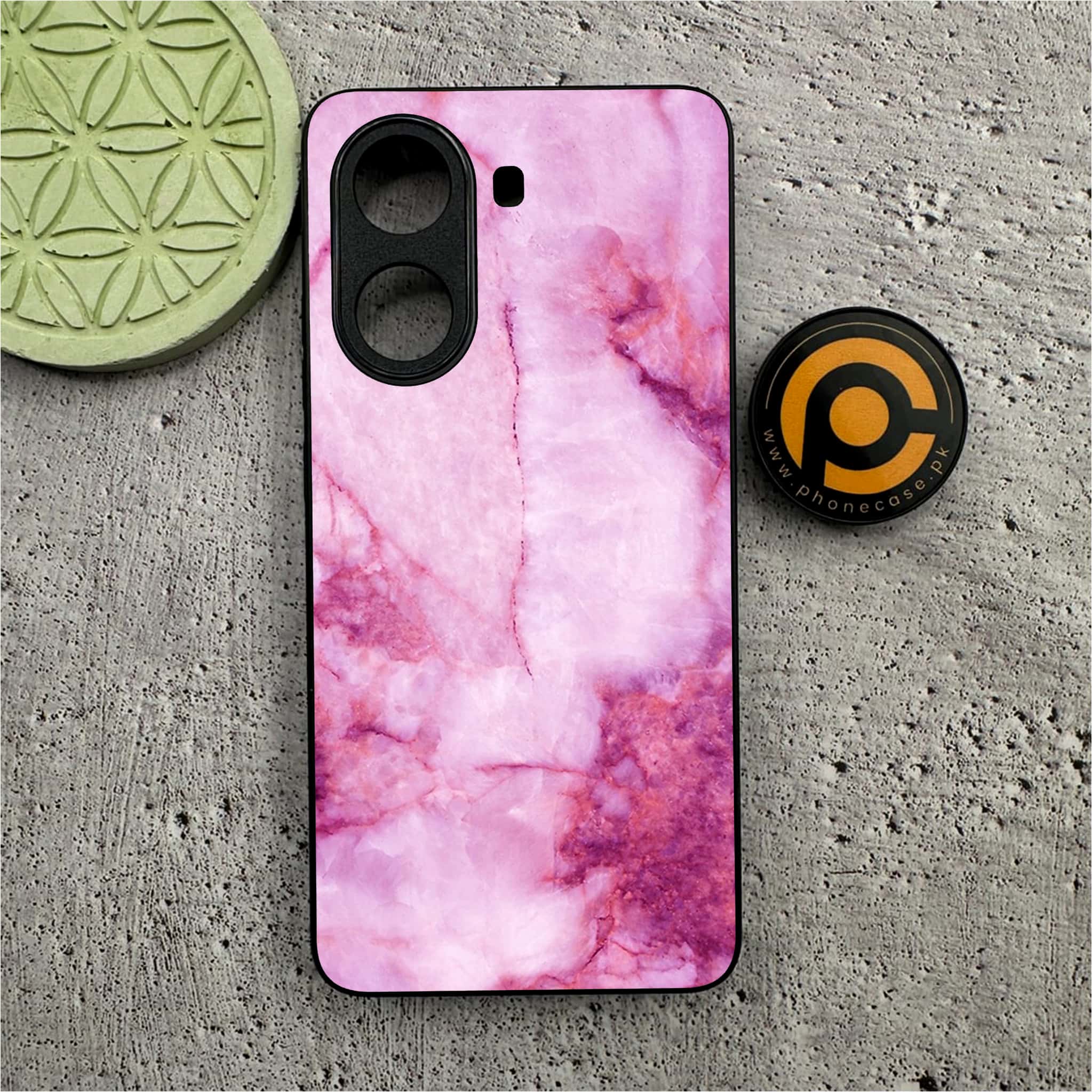 Xiaomi Poco X7 Pro 5G - Pink Marble Series - Premium Metal Printed soft Bumper shock Proof Case