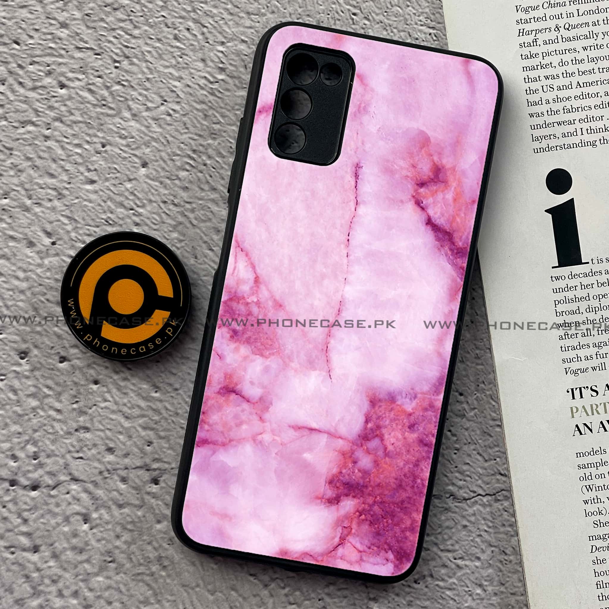 Samsung Galaxy A02s - Pink Marble Series - Premium Printed Metal soft Bumper shock Proof Case