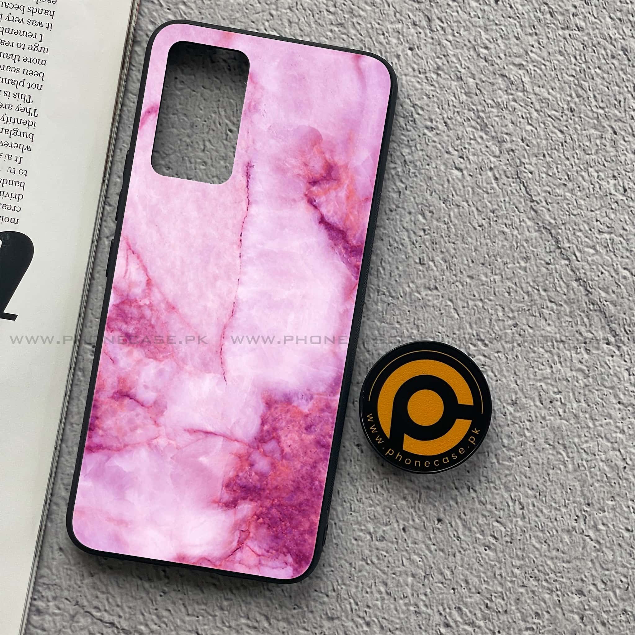 Vivo V21 - Pink Marble Series - Premium Printed Glass soft Bumper shock Proof Case