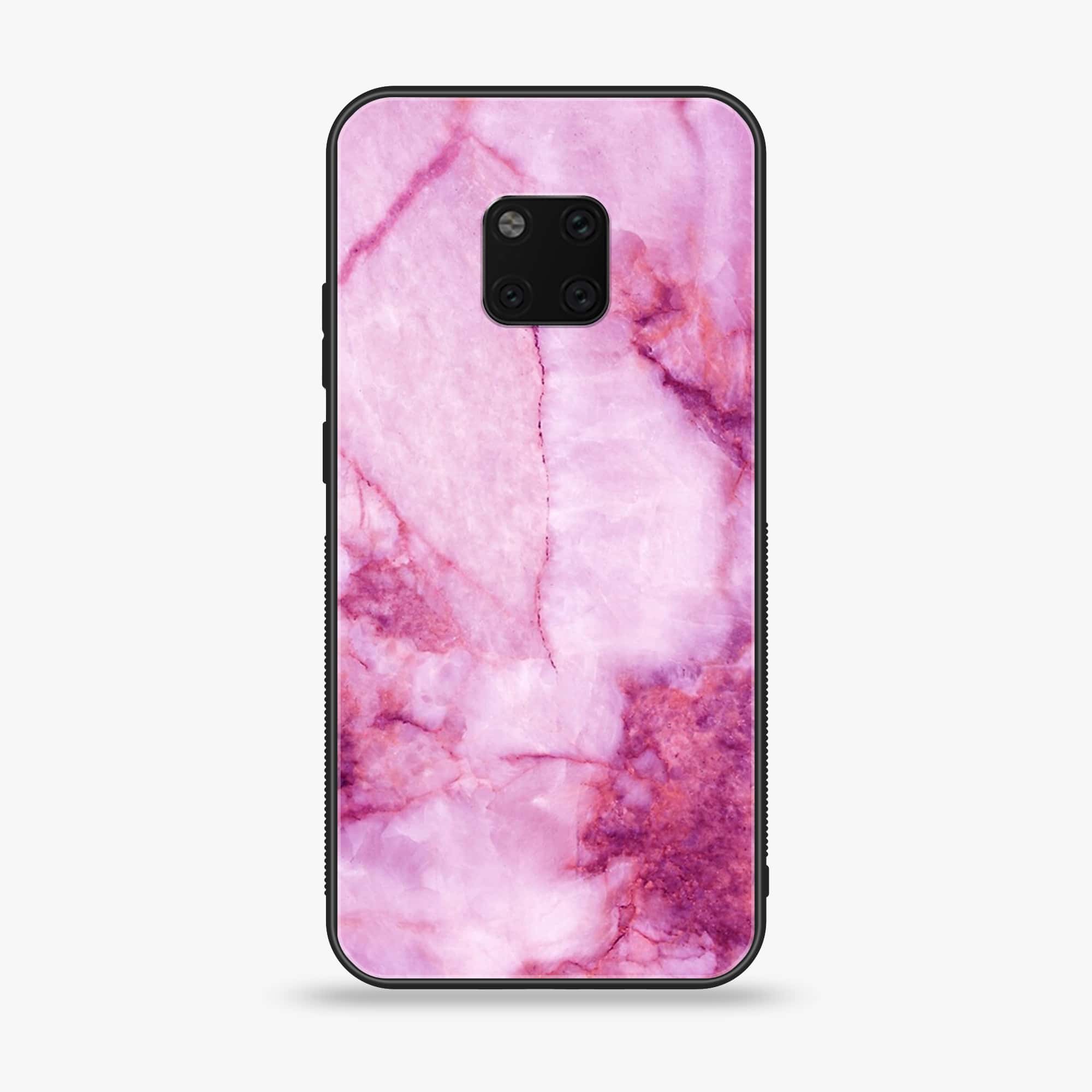 Huawei Mate 20 Pro - Pink Marble Series - Premium Printed Glass soft Bumper shock Proof Case