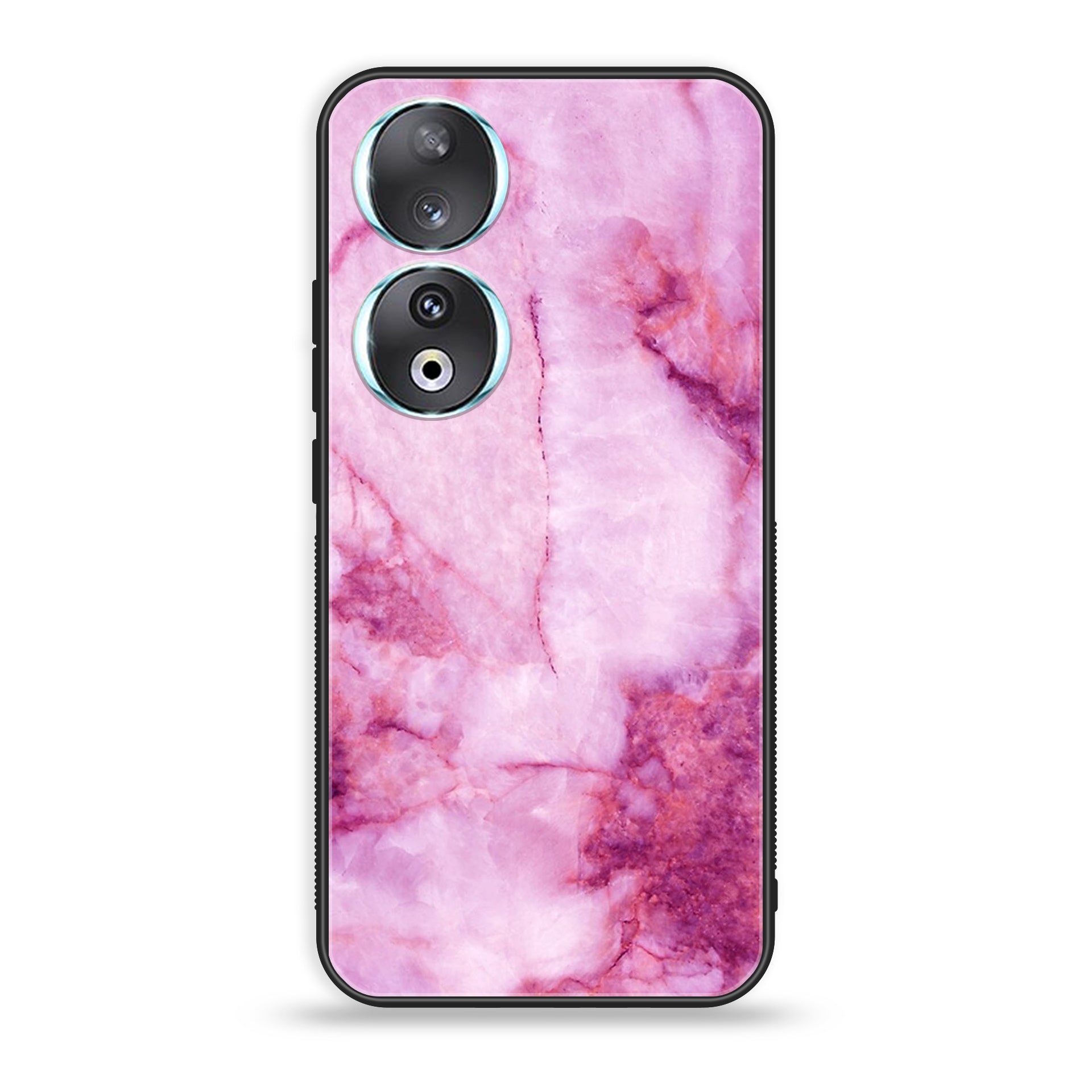 Huawei Honor 90 - Pink Marble Series - Premium Printed Glass soft Bumper shock Proof Case