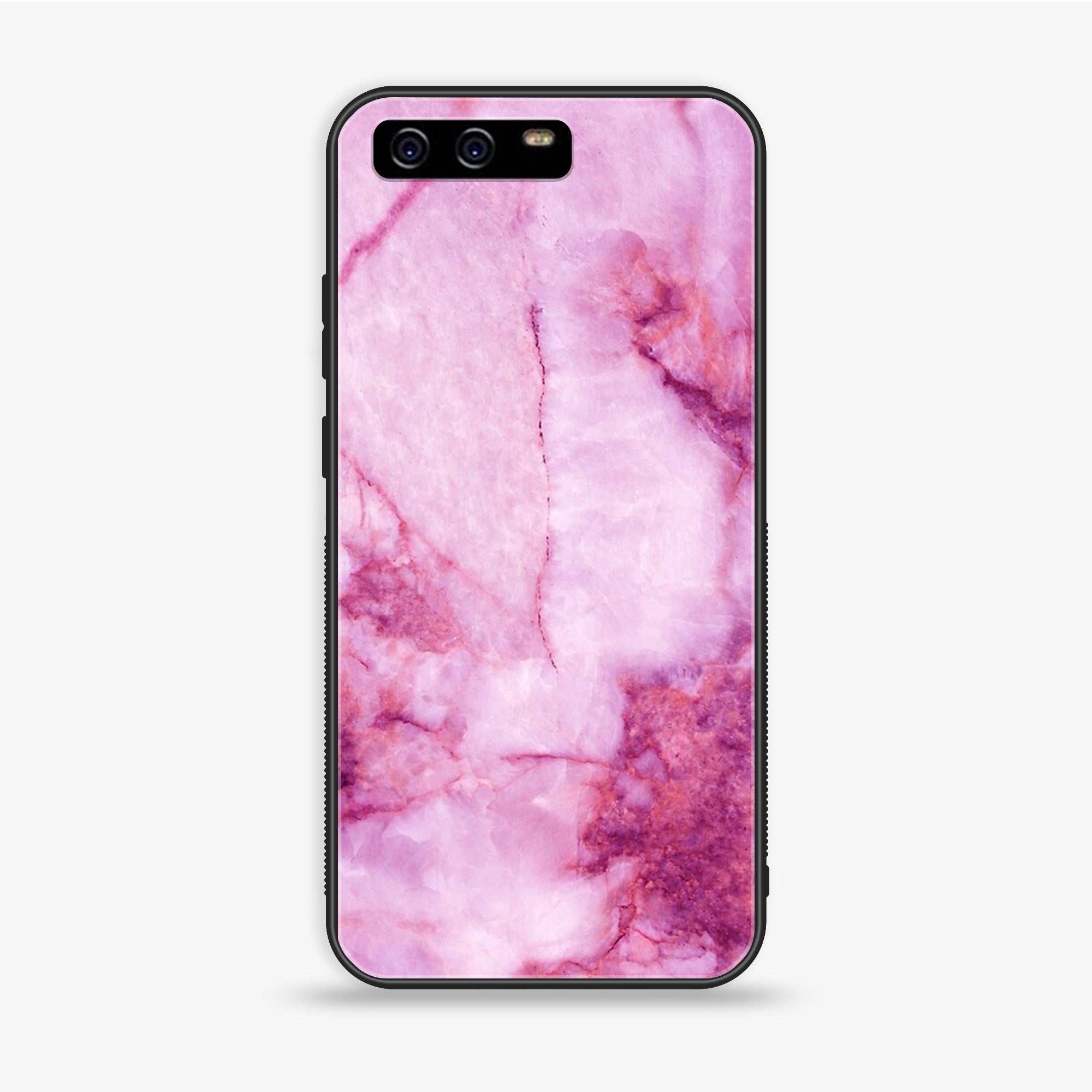 Huawei P10 Plus - Pink Marble Series - Premium Printed Glass Soft Bumper Shock Proof Case