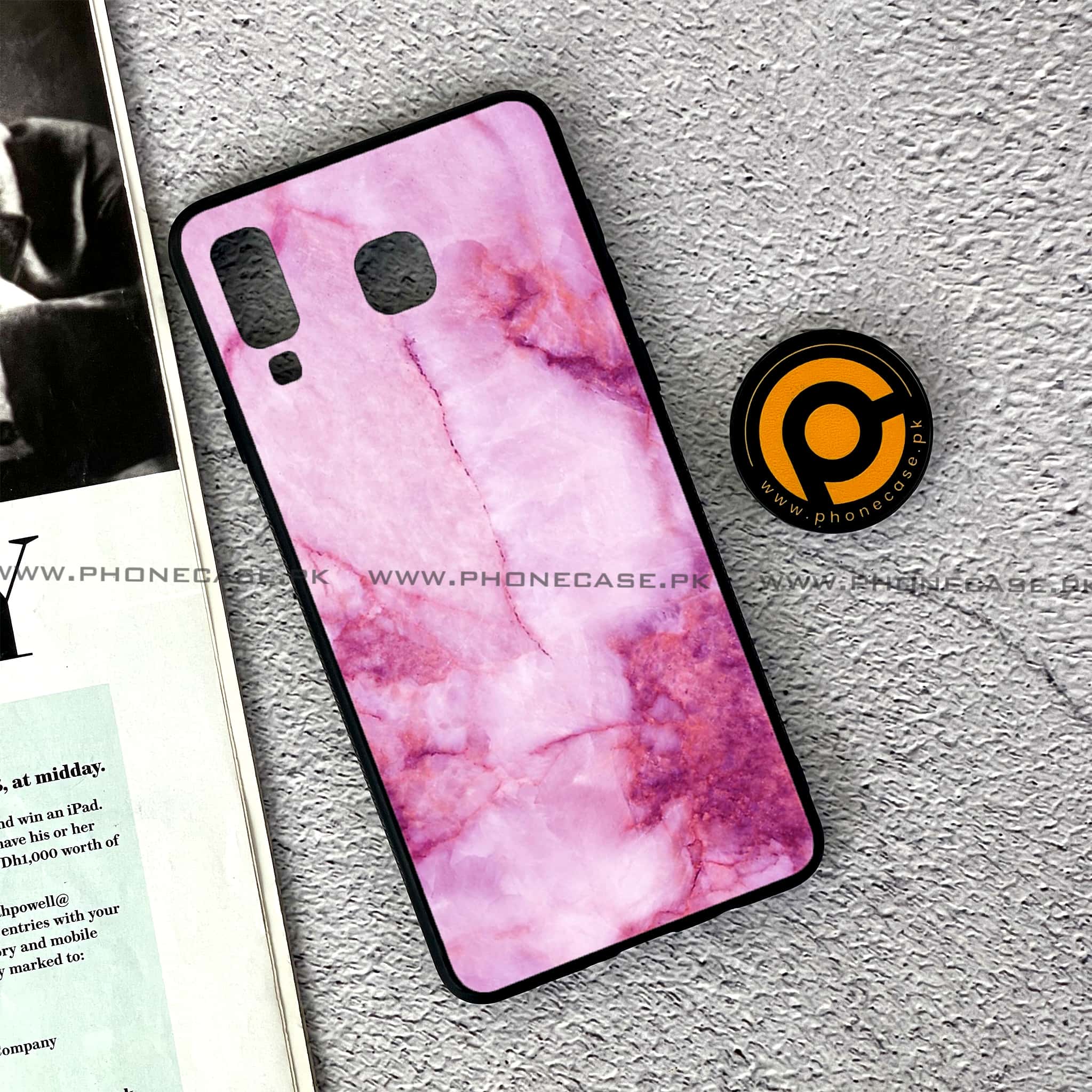 Samsung Galaxy A8 Star(A9 Star) - Pink Marble Series - Premium Printed Glass soft Bumper shock Proof Case