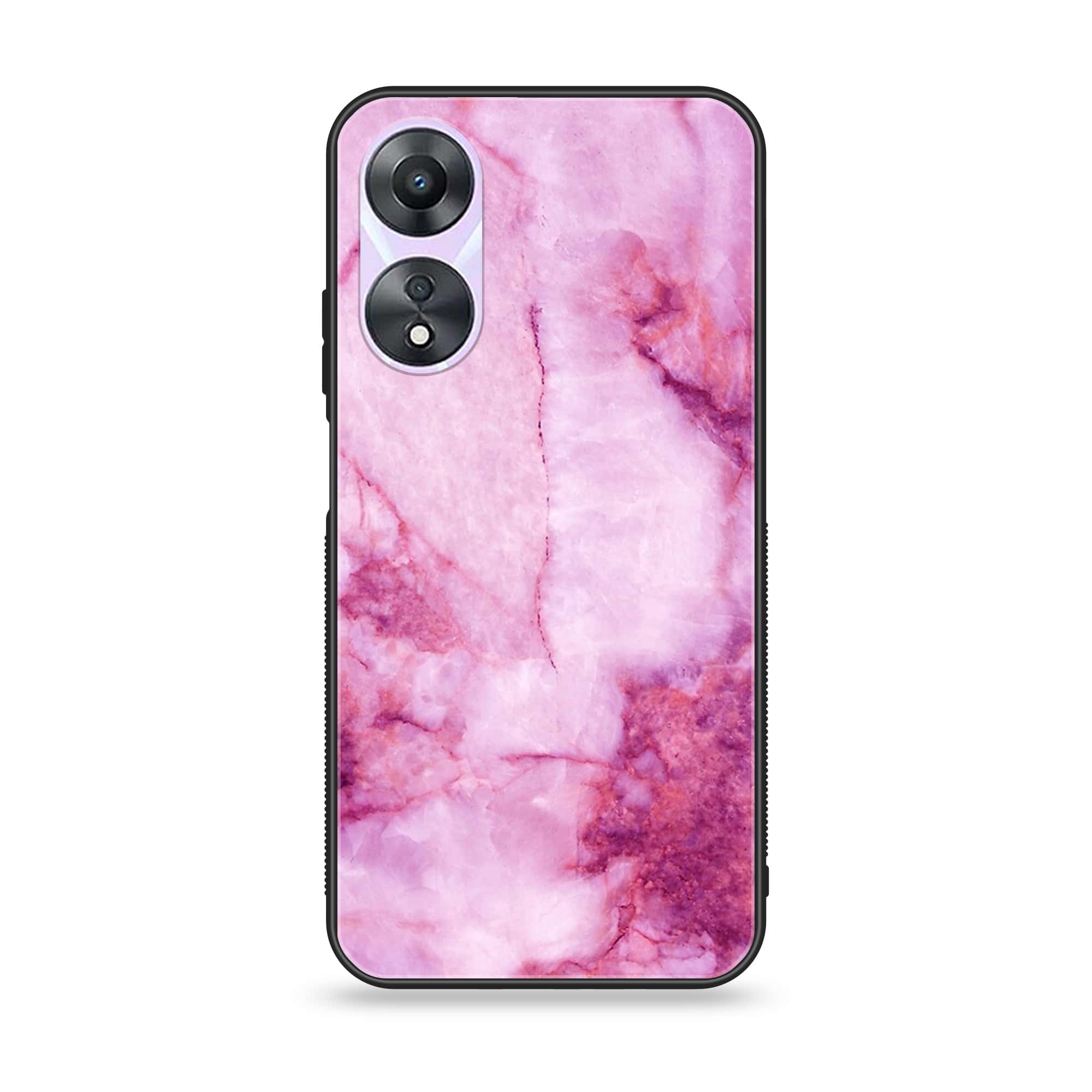 Oppo A78 4G - Pink Marble Series - Premium Printed Glass soft Bumper shock Proof Case