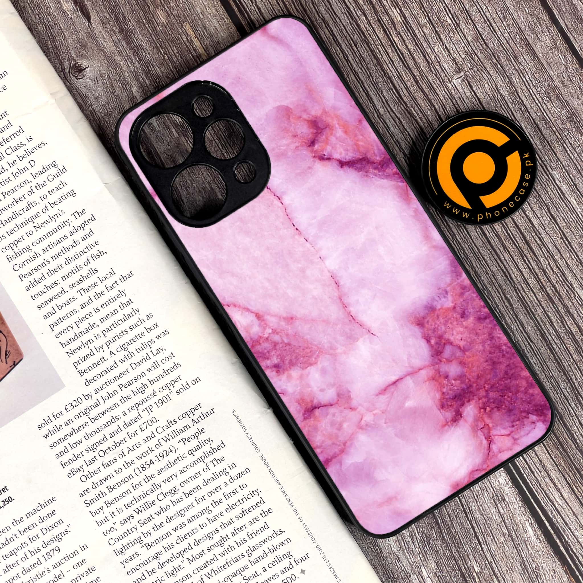 Xiaomi Redmi 12 - Pink Marble Series - Premium Printed Glass soft Bumper shock Proof Case