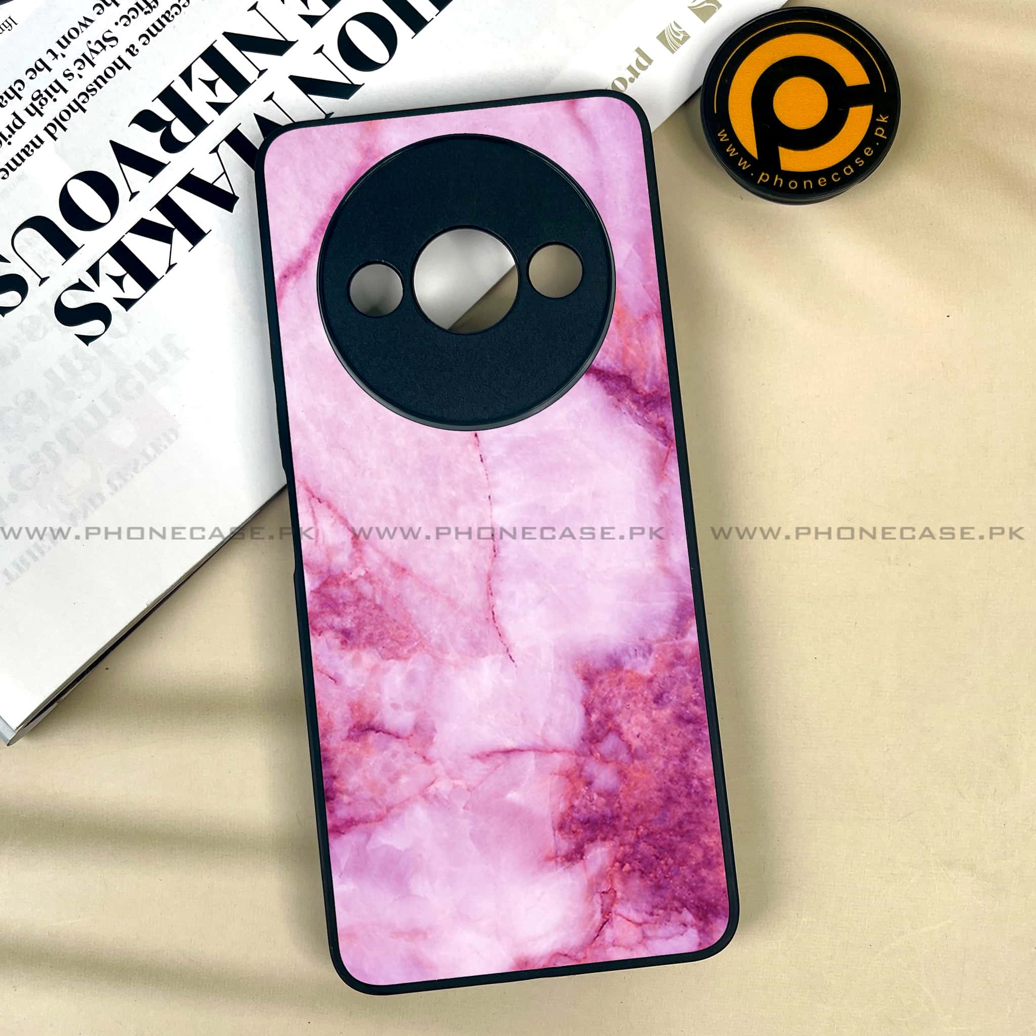 Xiaomi Redmi A3x - Pink Marble Series - Premium Printed Metal soft Bumper shock Proof Case