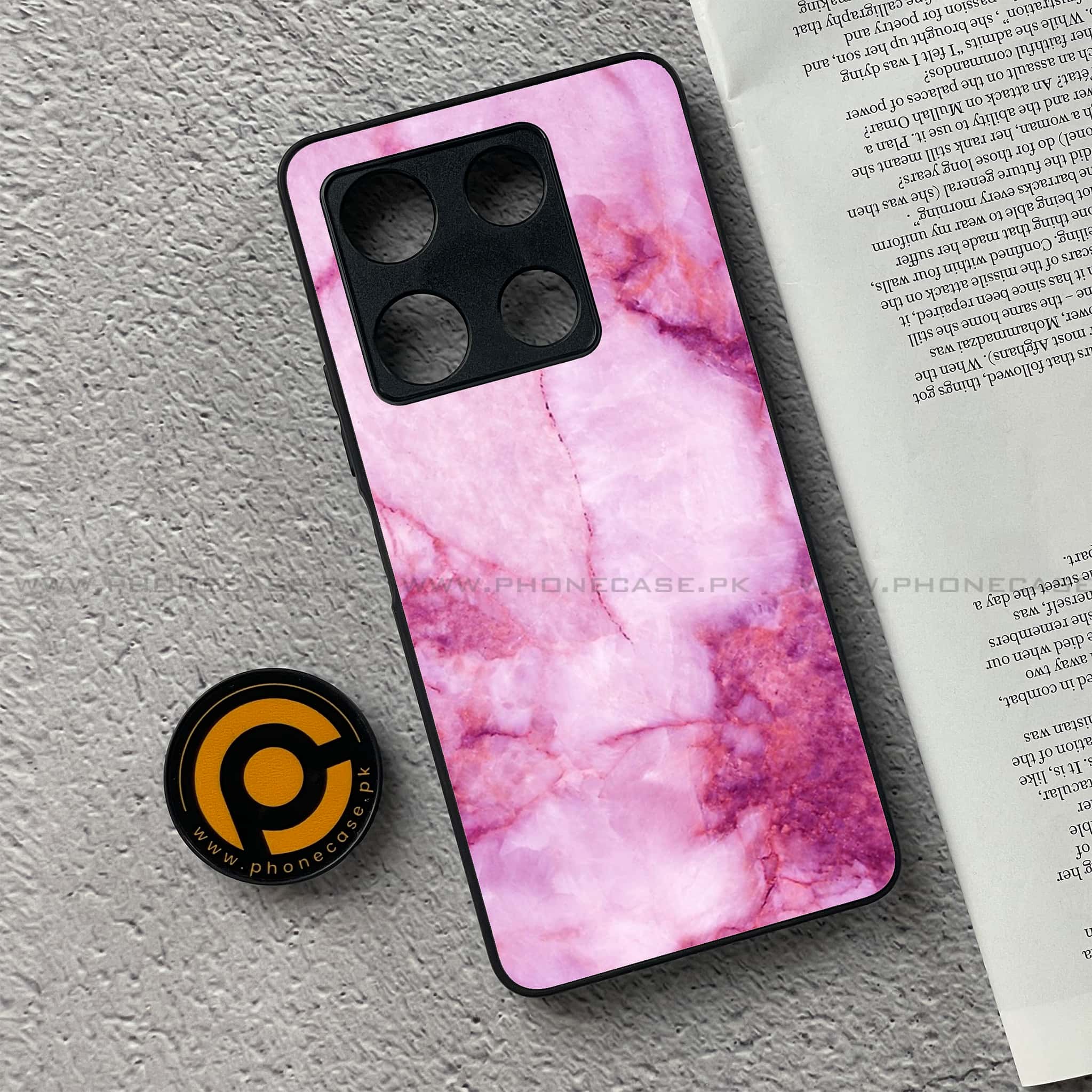 Infinix Note 30 Pro - Pink Marble Series - Premium Metal Printed soft Bumper shock Proof Case