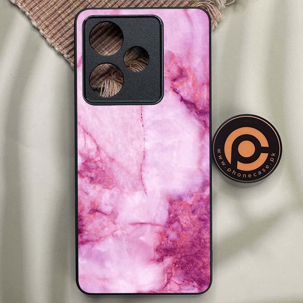 Realme GT 7 - Pink Marble Series - Premium Metal Printed soft Bumper shock Proof Case