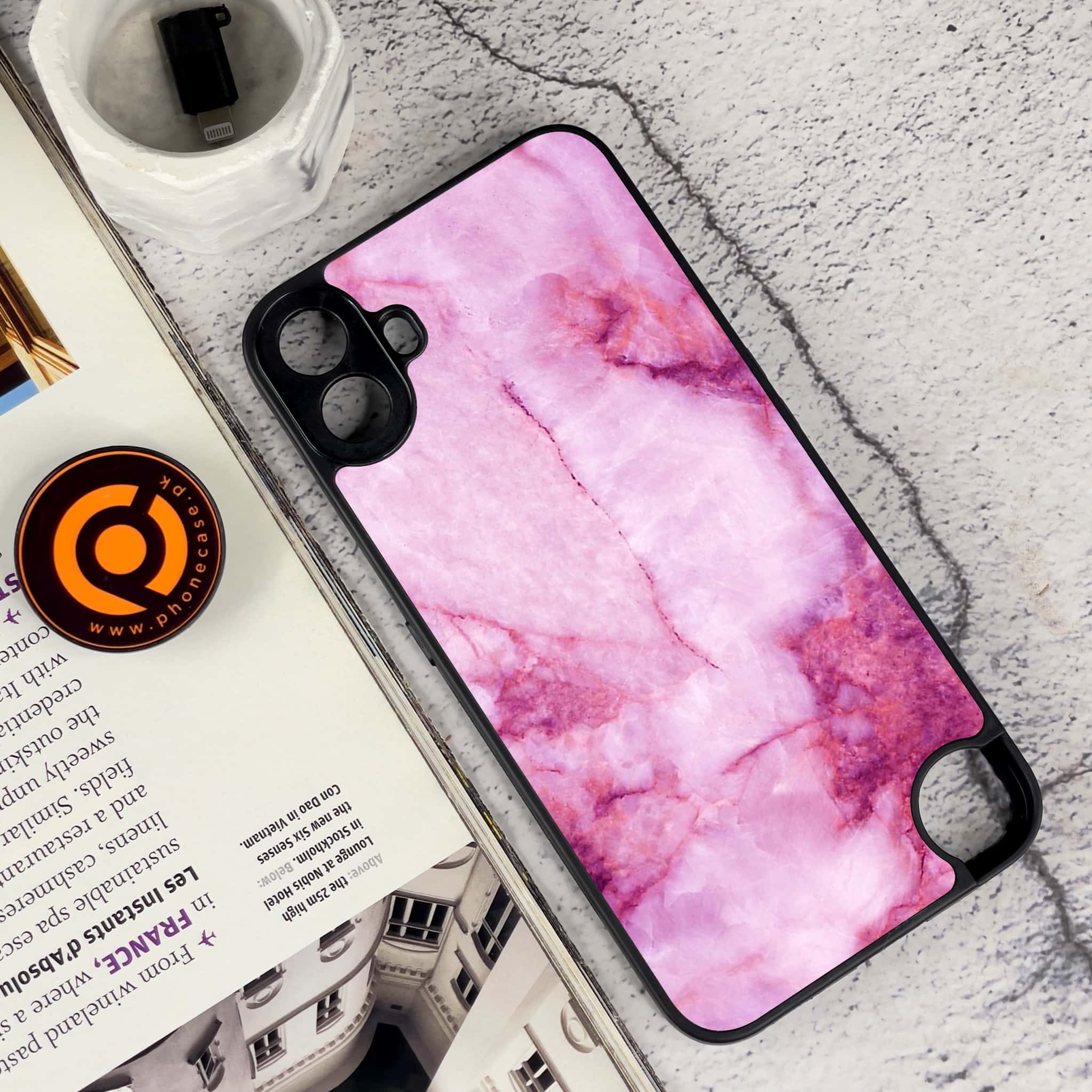 Nothing CMF Phone 1 - Pink Marble Series - Premium Metal Printed soft Bumper Shock Proof Case