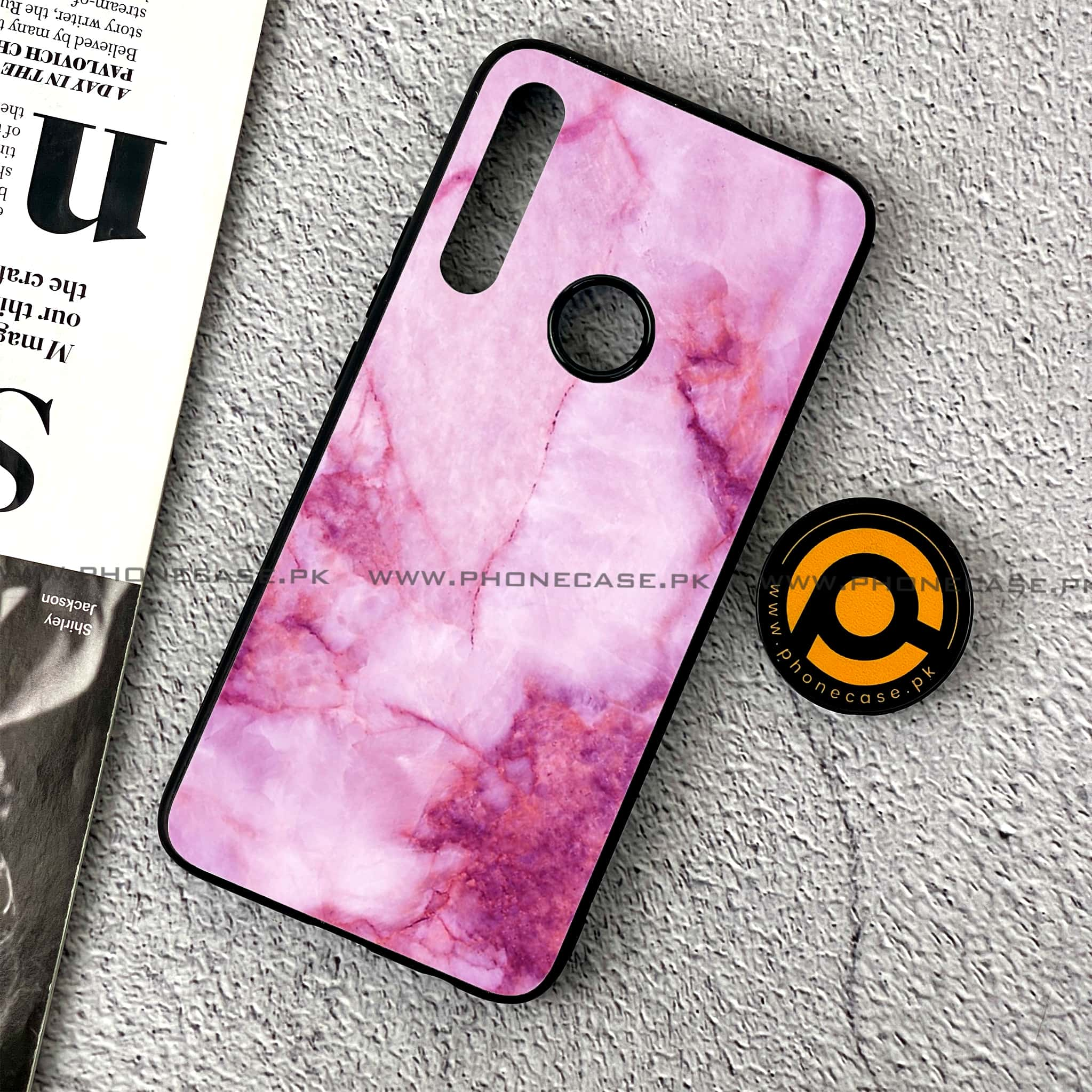 Huawei Y9 Prime (2019) - Pink Marble Series - Premium Printed Glass soft Bumper shock Proof Case