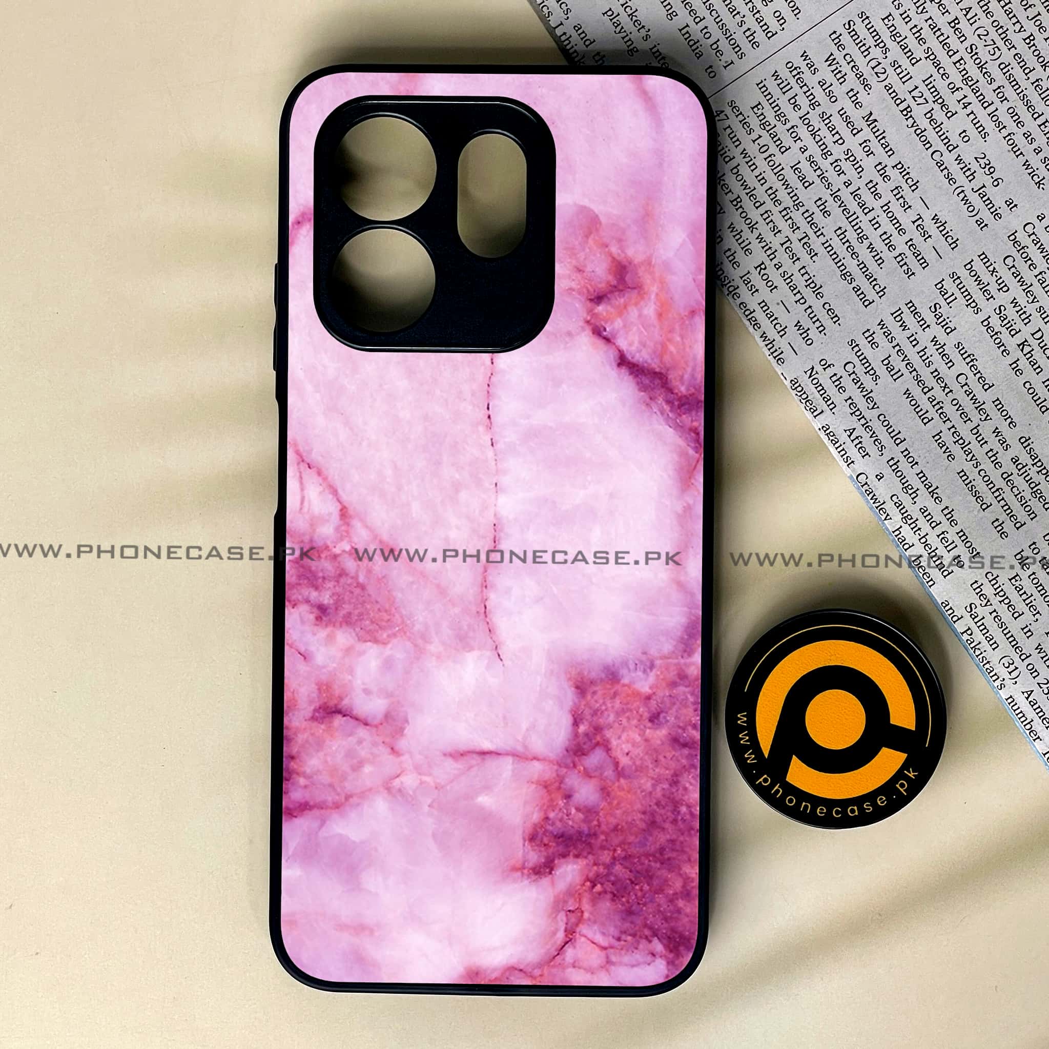 Infinix Smart 9 HD - Pink Marble Series - Premium Metal Printed soft Bumper shock Proof Case