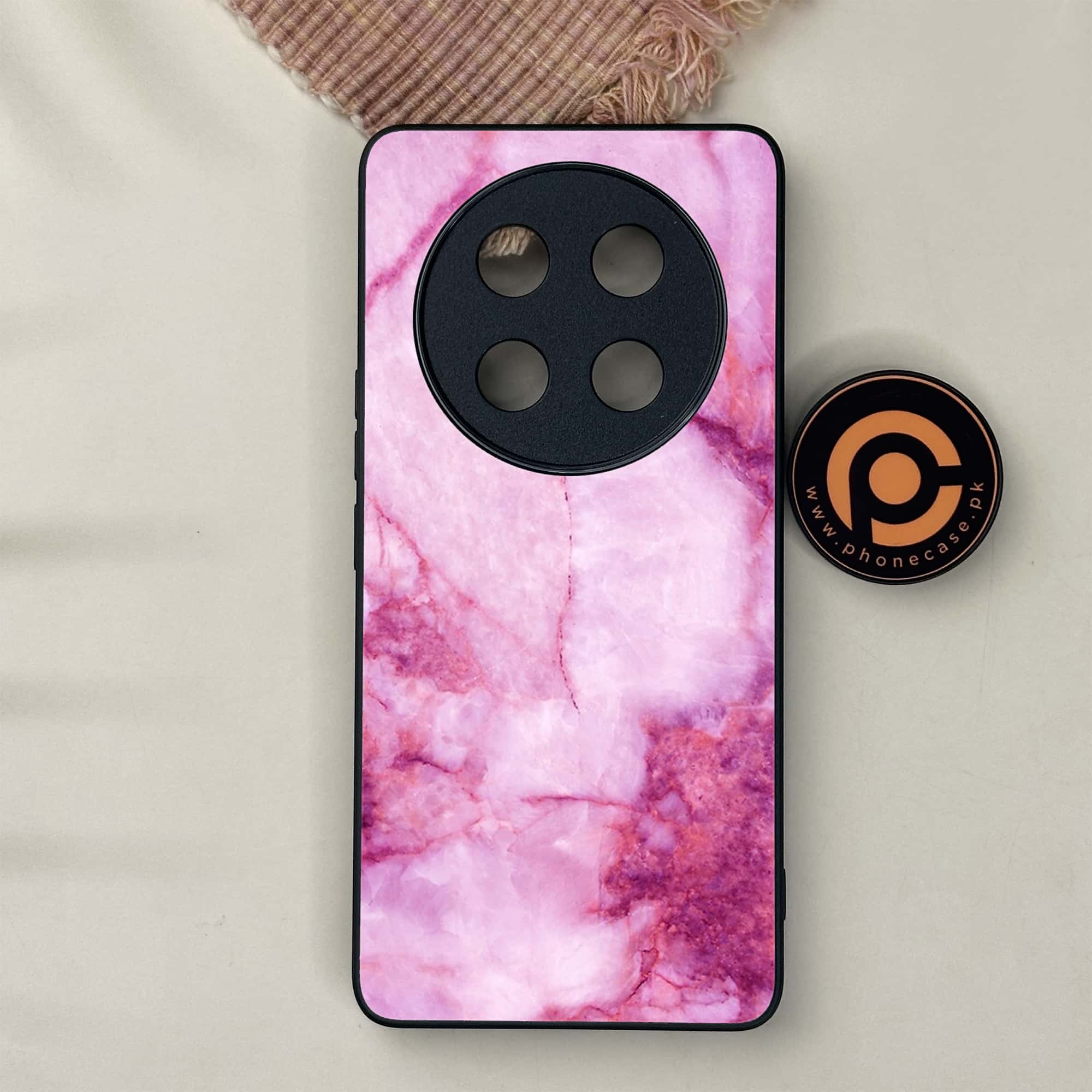 Honor X9c 5G - Pink Marble Series - Premium Metal Printed soft Bumper shock Proof Case