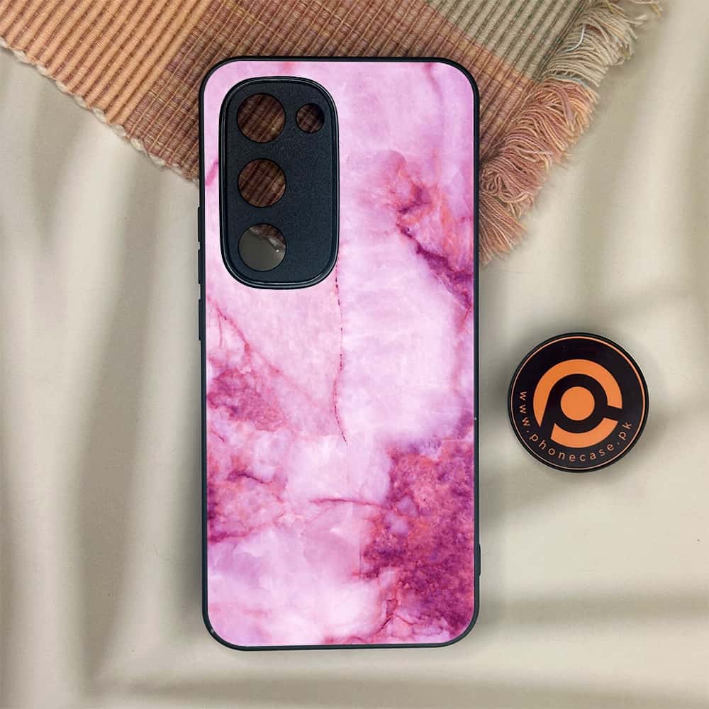 Tecno Spark 40 Pro Plus - Pink Marble Series - Premium Metal Printed soft Bumper shock Proof Case