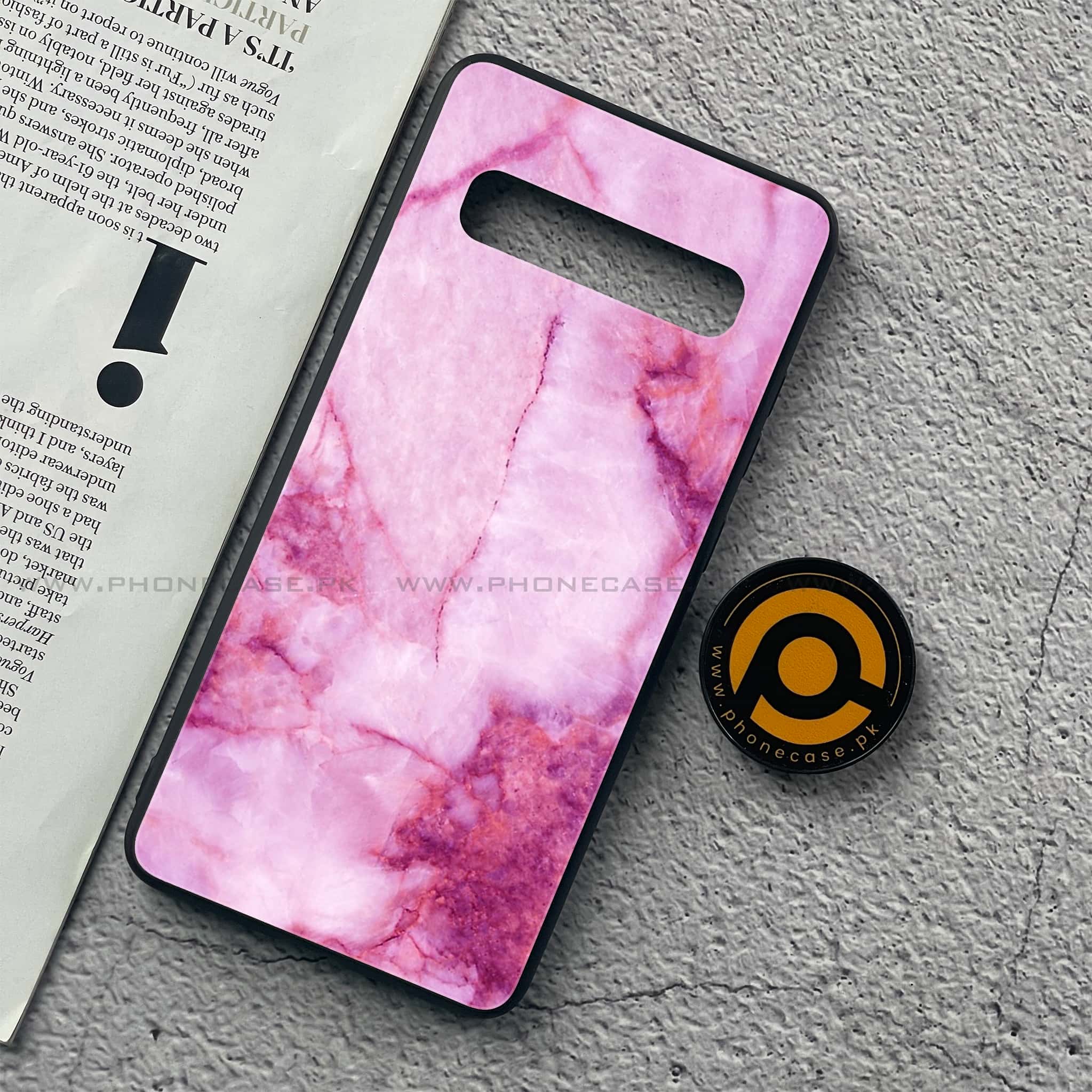Samsung Galaxy S10 5G - Pink Marble Series - Premium Printed Glass soft Bumper shock Proof Case
