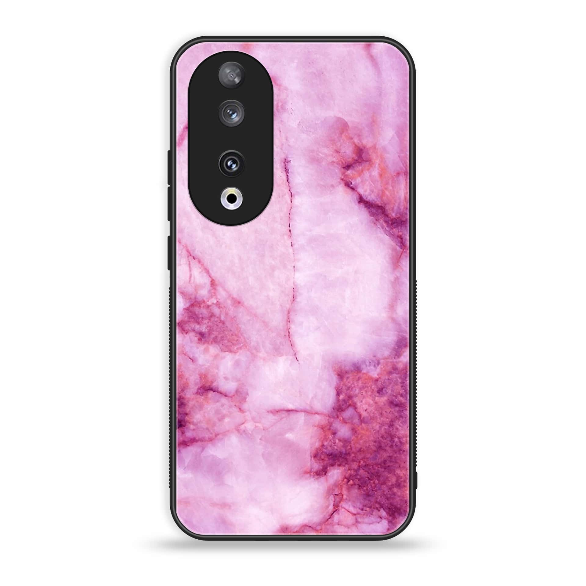 Huawei Honor 90 - Pink Marble Series - Premium Printed Glass soft Bumper shock Proof Case