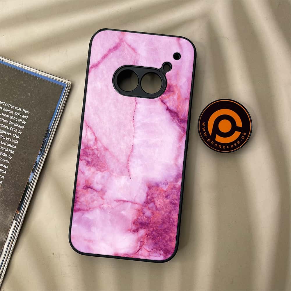 Nothing Phone (2a) - Pink Marble Series - Premium Metal Printed soft Bumper Shock Proof Case