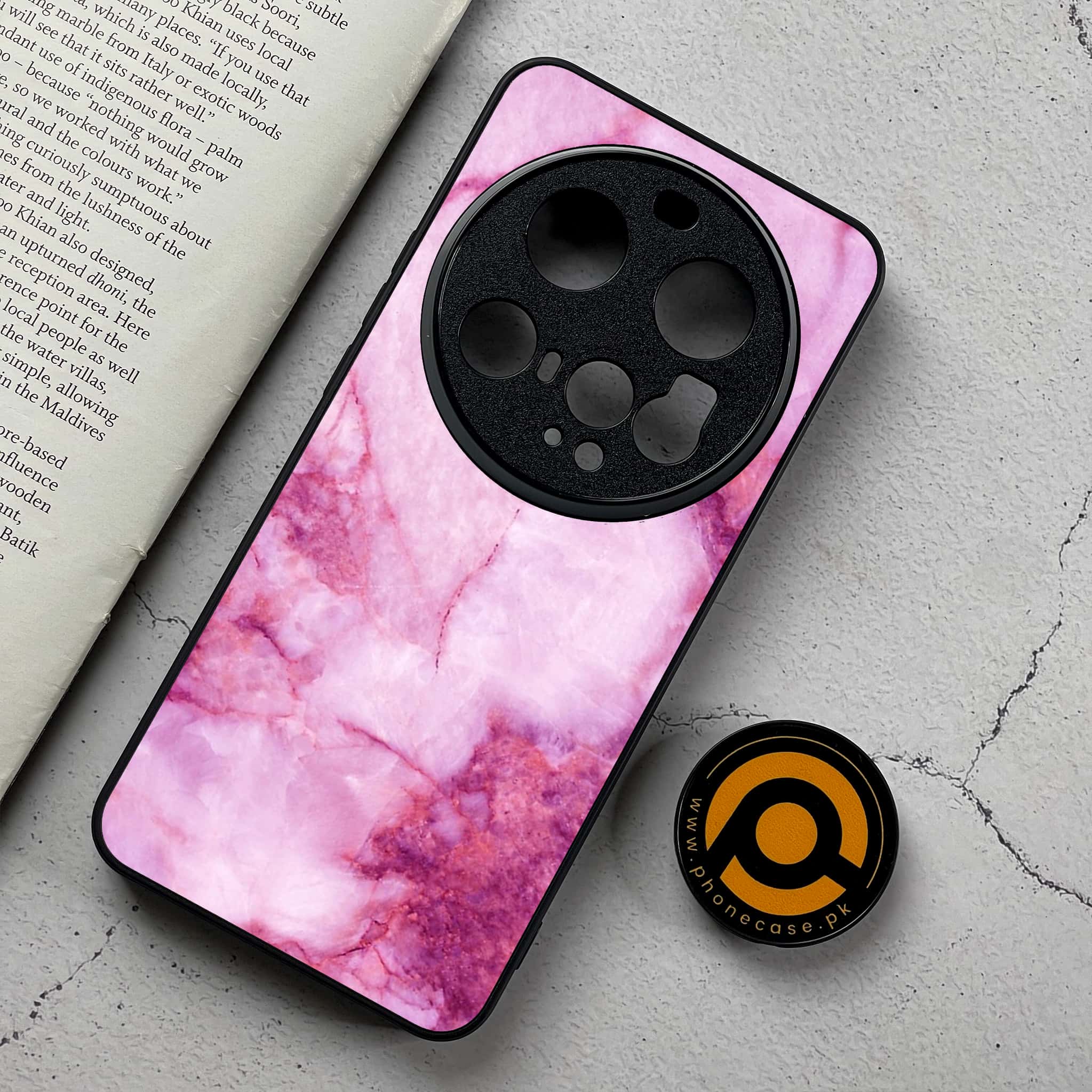 Xiaomi 15 Ultra - Pink Marble Series - Premium Metal Printed Soft Bumper Shockproof Case