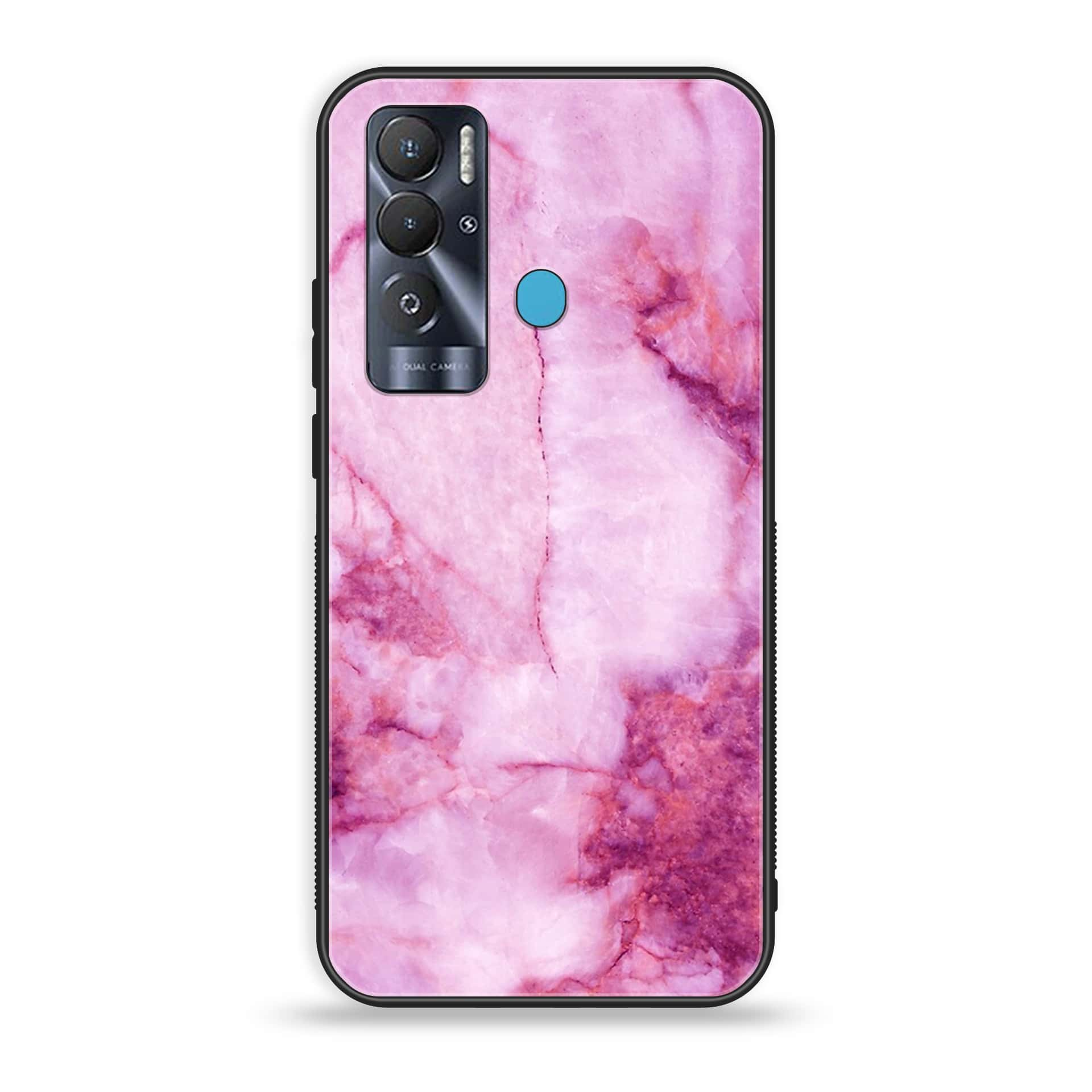 Tecno Pova Neo Pink Marble Premium Printed Glass soft Bumper shock Proof Case