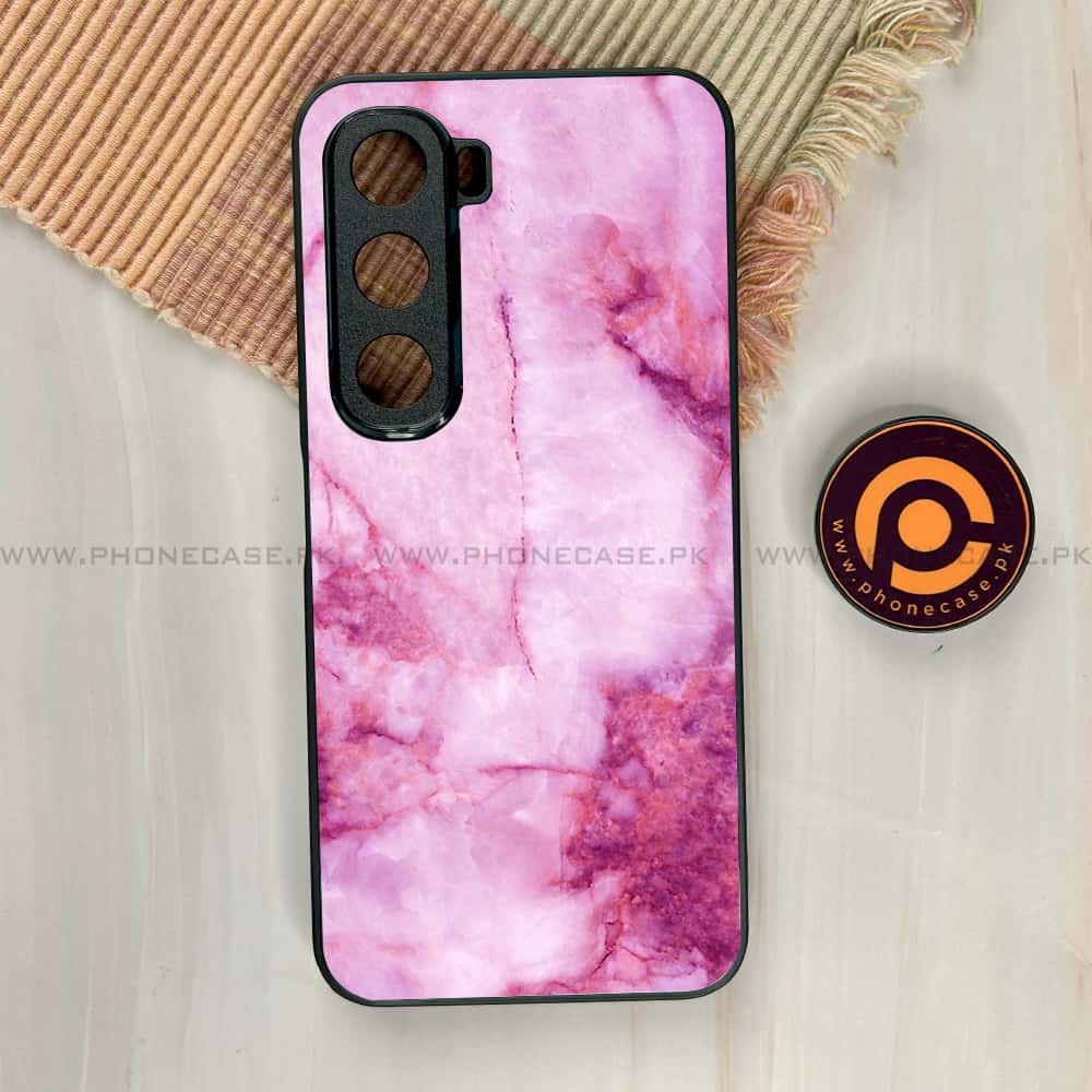 Infinix Hot 60i - Pink Marble Series - Premium Metal Printed soft Bumper shock Proof Case