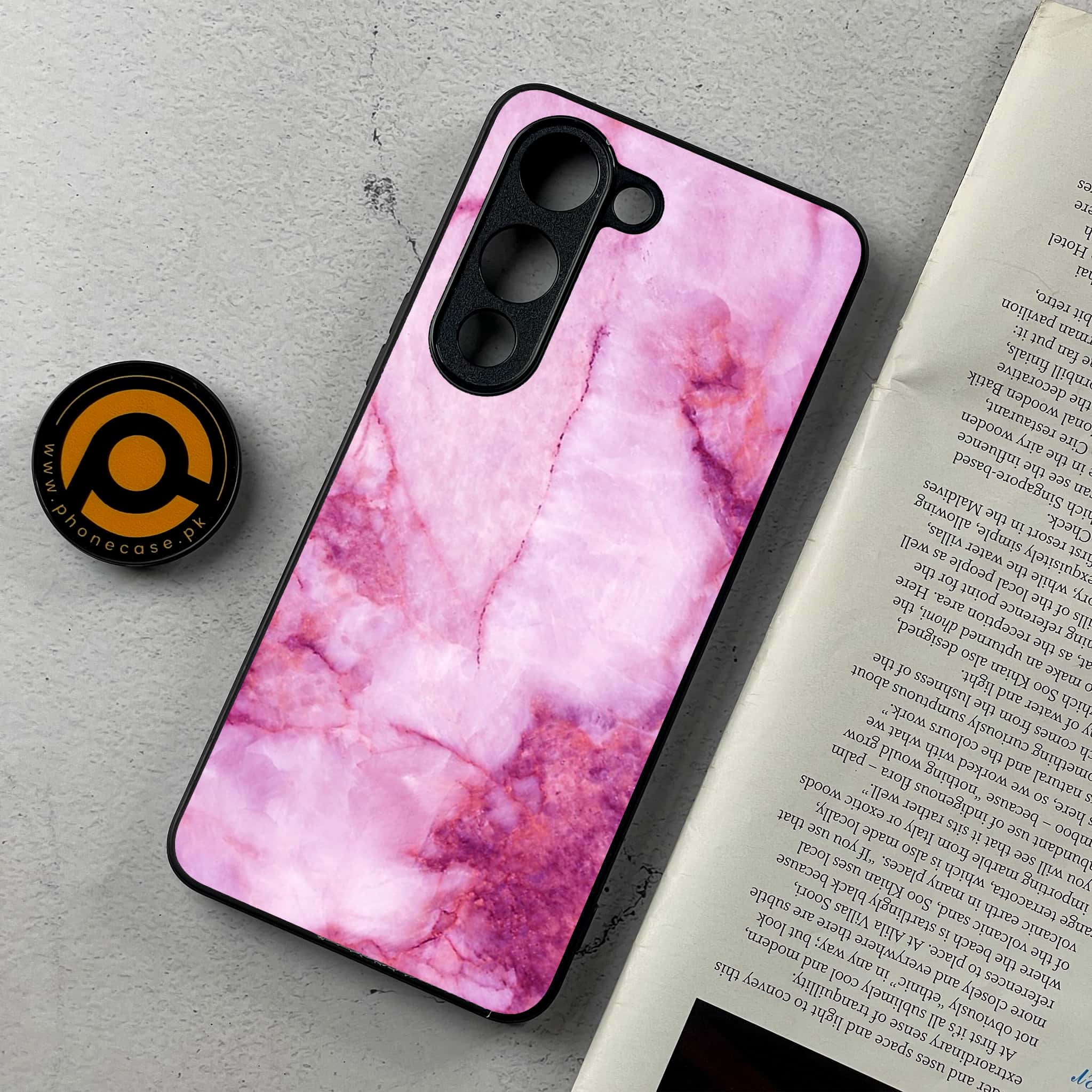 Vivo Y04 - Pink Marble Series - Premium Metal Printed Soft Bumper Shockproof Case