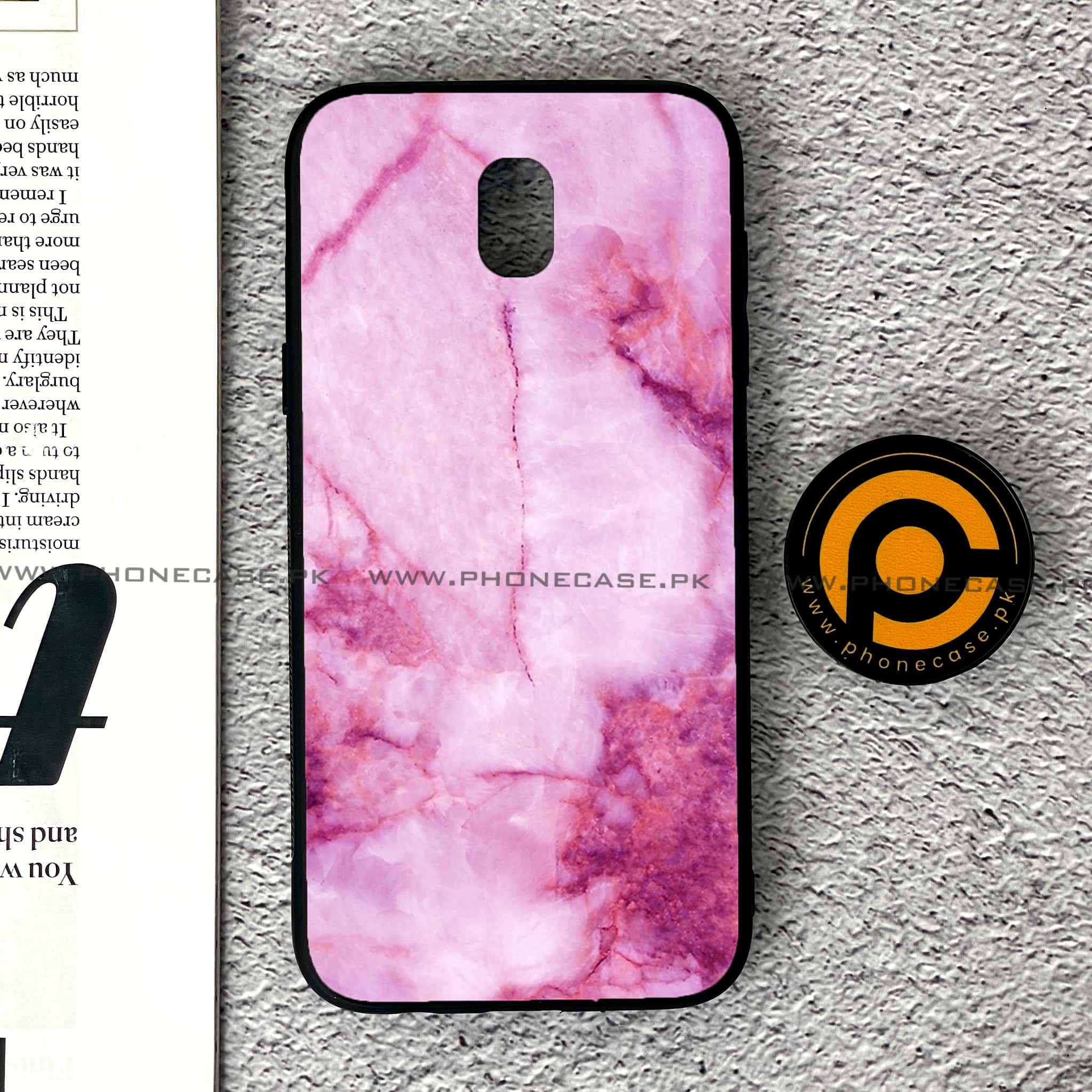 Samsung Galaxy J5 Pro 2017 - Pink Marble Series - Premium Printed Metal soft Bumper shock Proof Case