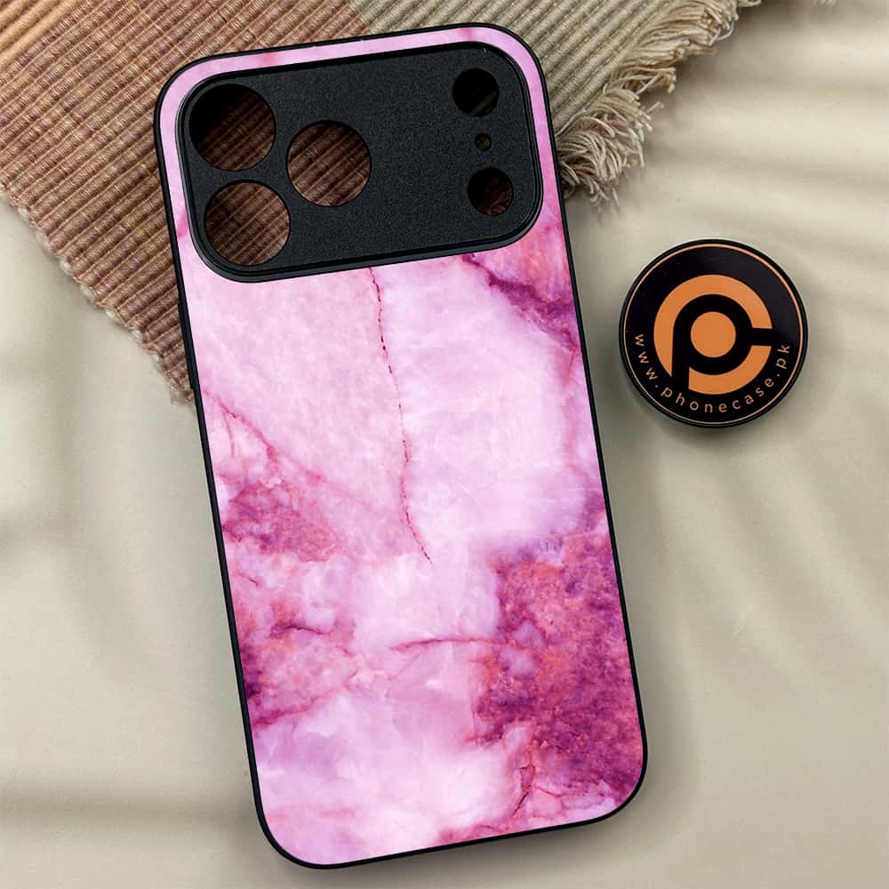 iPhone 17 Pro - Pink Marble Series - Premium Metal Printed soft Bumper shock Proof Case