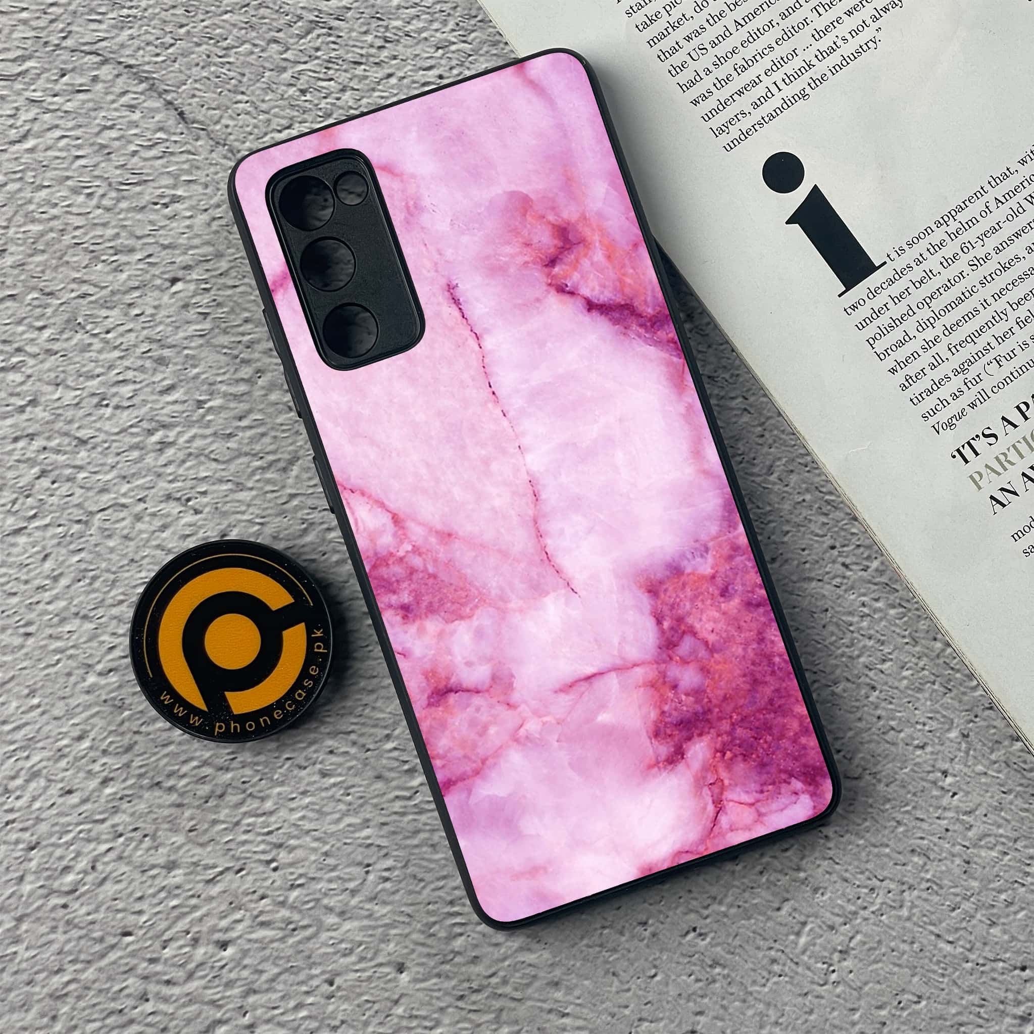 Galaxy S20 FE - Pink Marble Series - Premium Printed Glass soft Bumper shock Proof Case