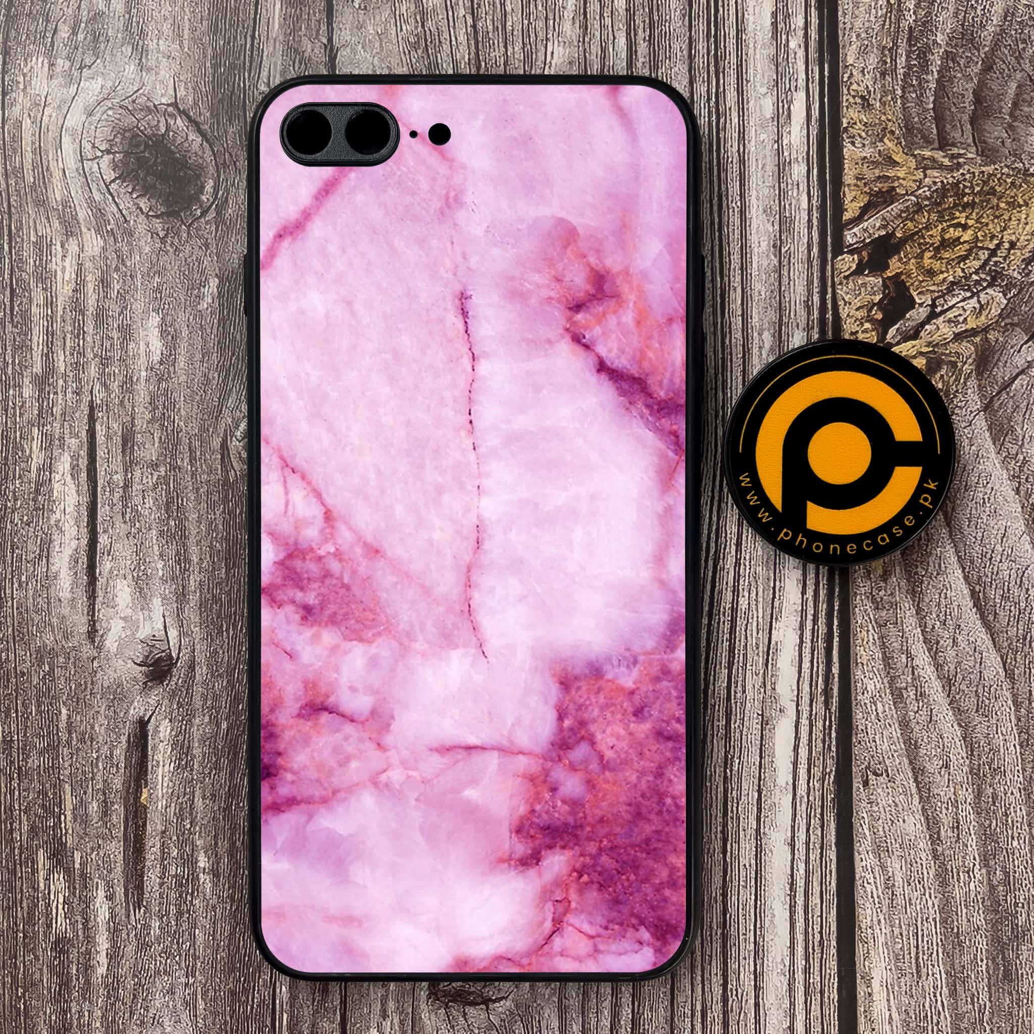 iPhone 7 Plus/ 8 Plus - Pink Marble Series - Premium Metal Printed soft Bumper shock Proof Case