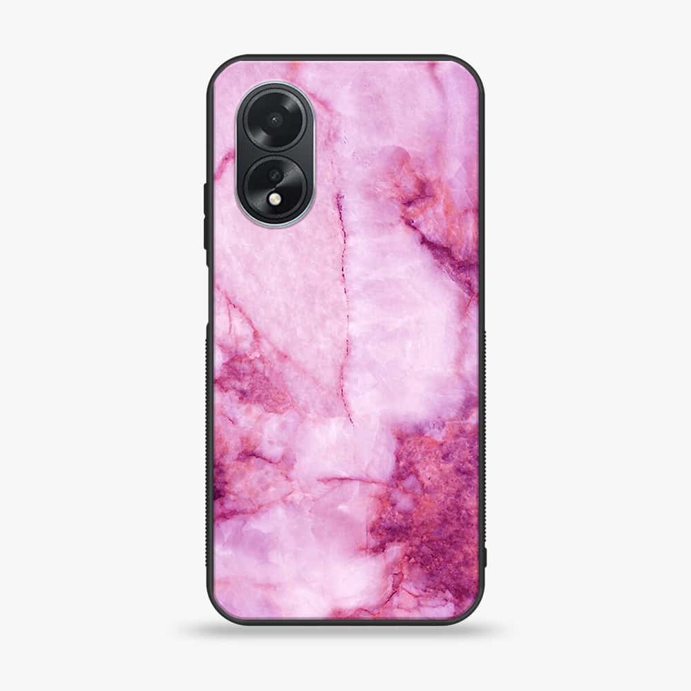 Oppo A18 4G - Pink Marble Series - Premium Printed Glass soft Bumper shock Proof Case
