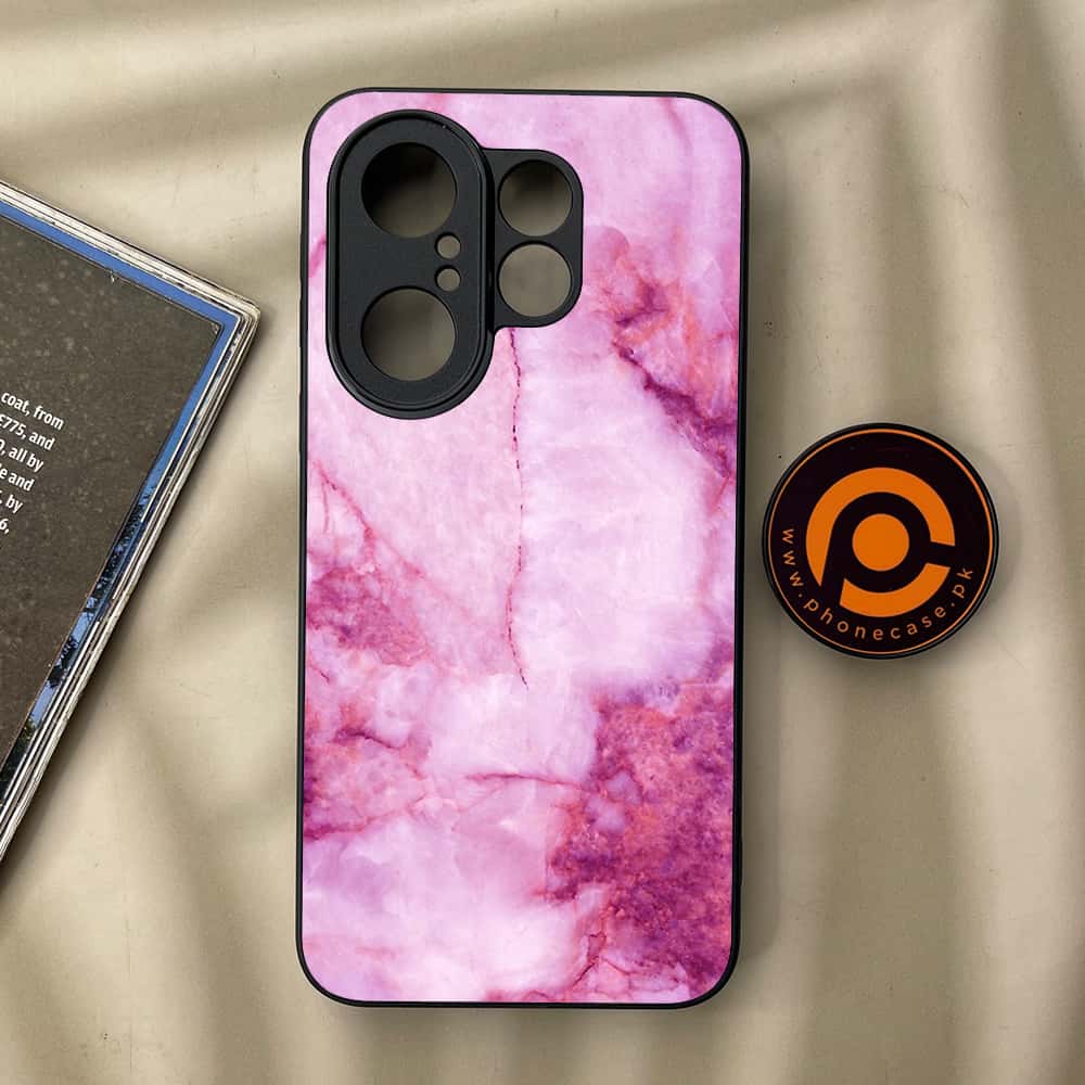 Vivo X200 FE - Pink Marble Series - Premium Metal Printed soft Bumper Shock Proof Case