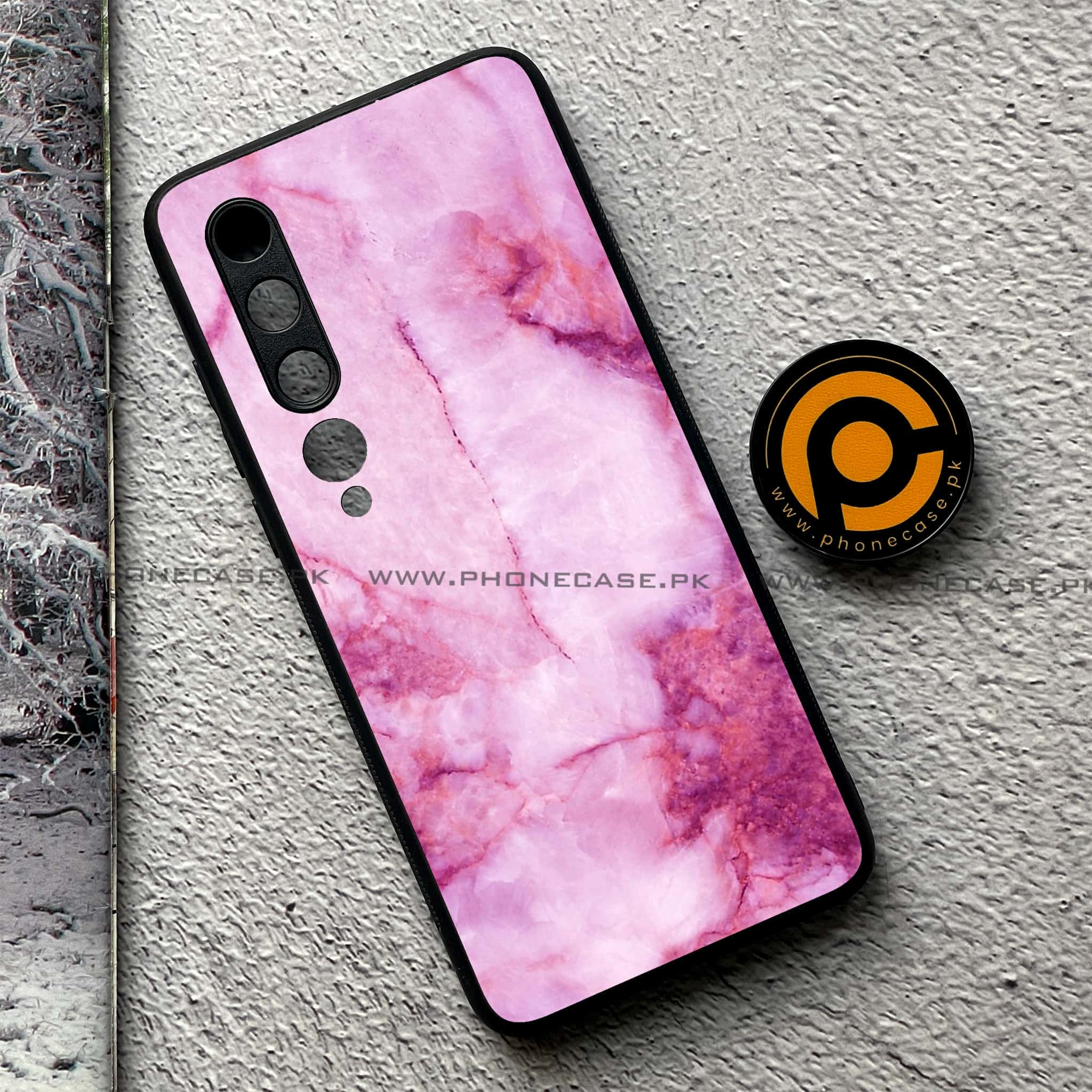 Xiaomi Mi 10 - Pink Marble Series - Premium Printed Glass soft Bumper shock Proof Case